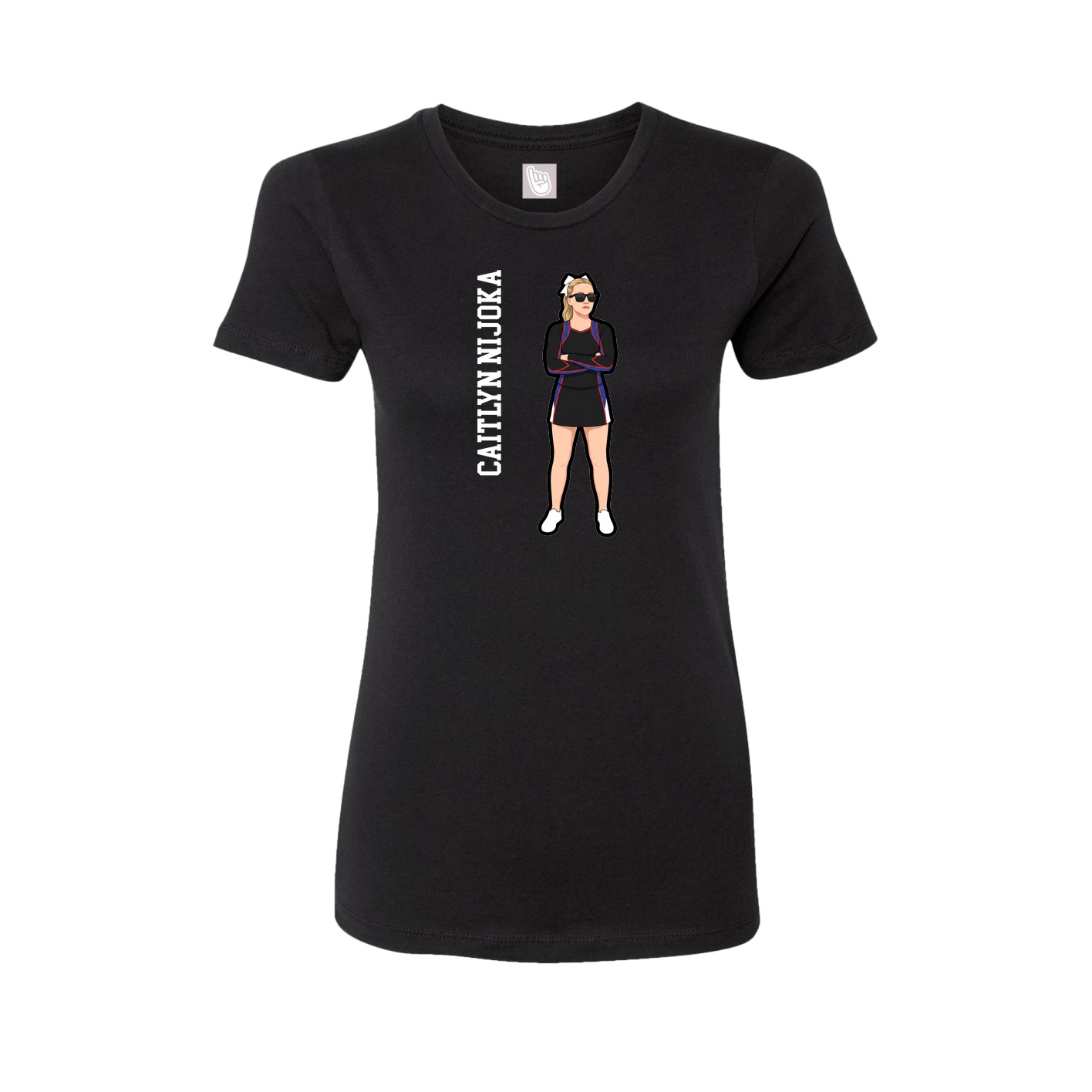 Fitted Women's Tee — Name Vertical in Black