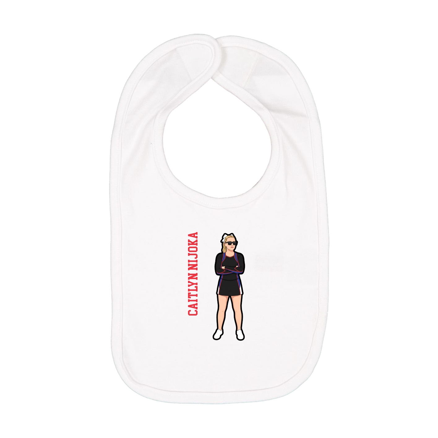 Infant Bib — Name Vertical in White