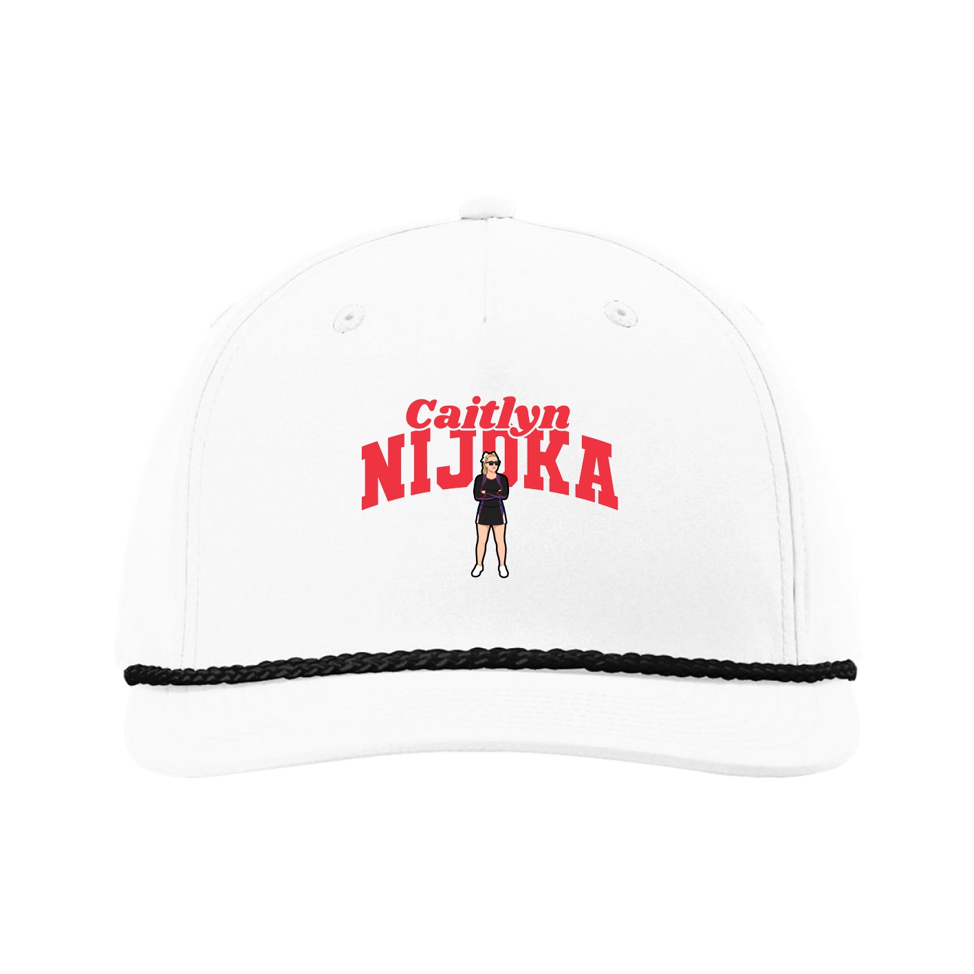 Five-Panel Classic Rope Cap — Signature Arch in White