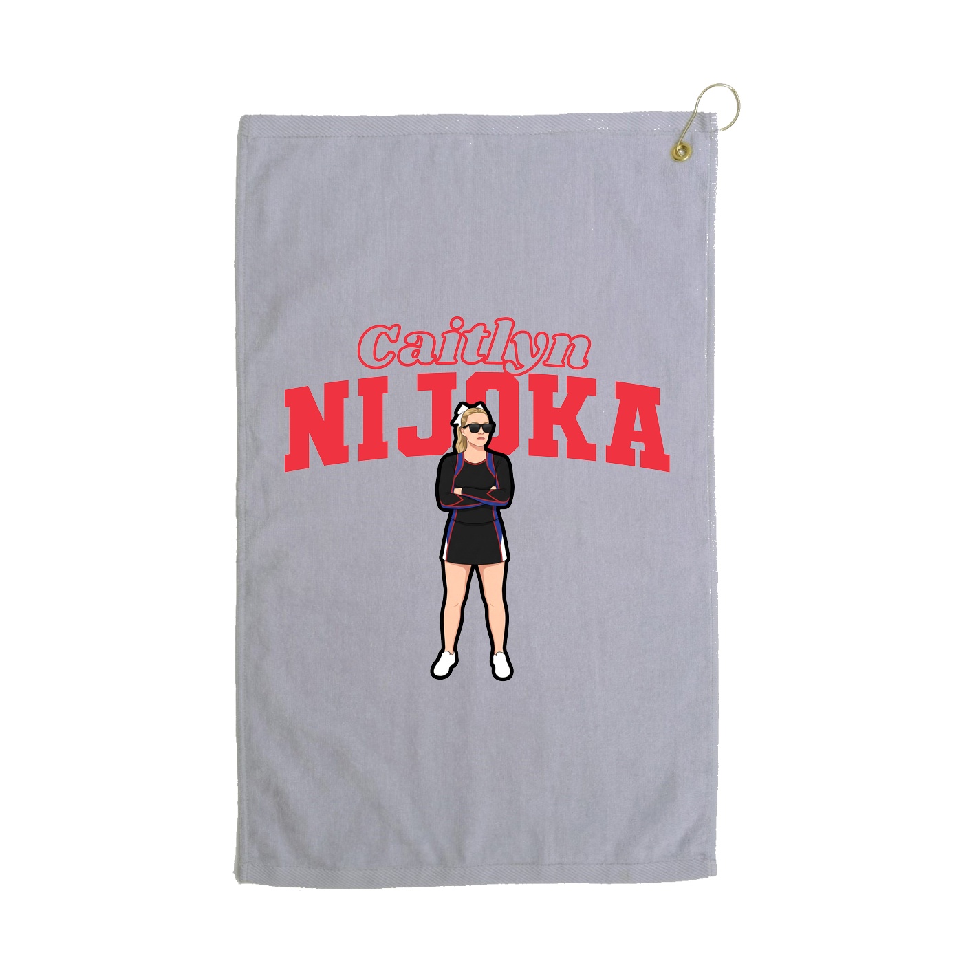 Golf Towel — Name Arch in Grey
