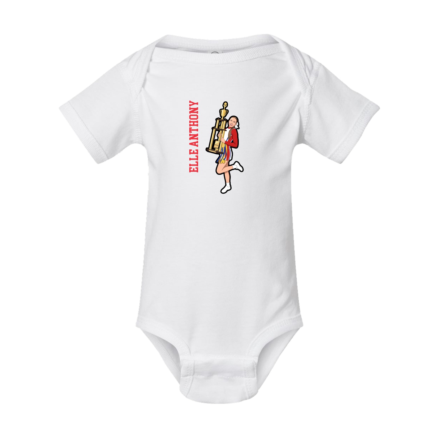 Baby Onesie — Name Vertical in White
