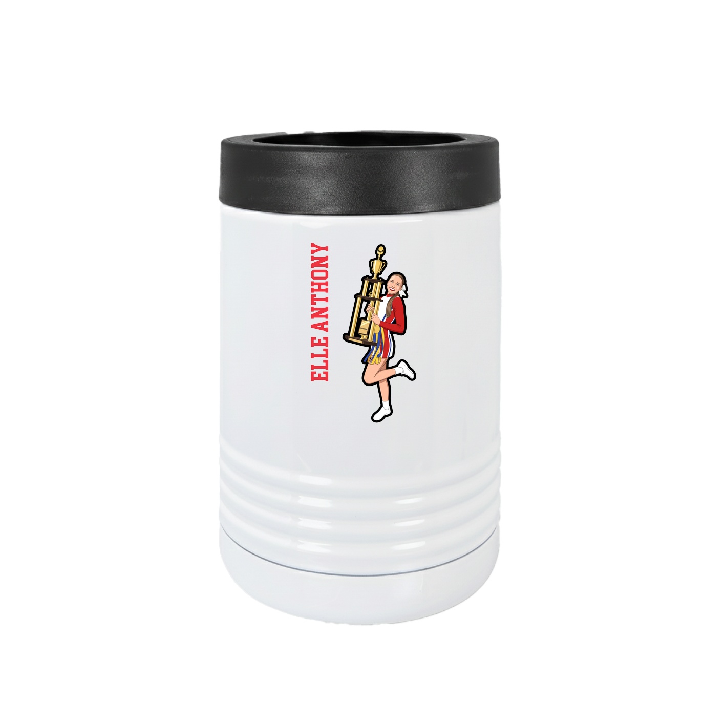 Beverage Holder — Name Vertical in White
