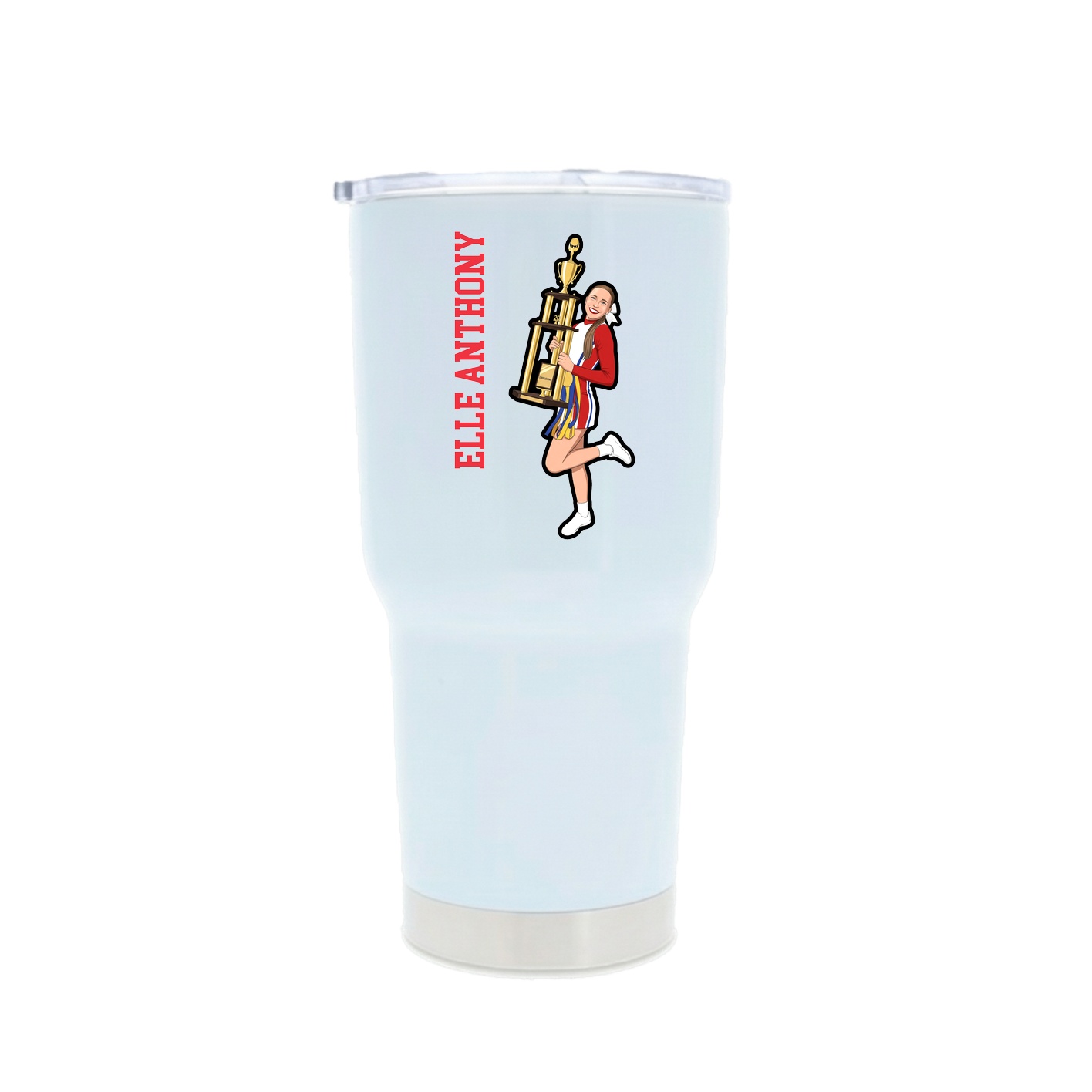 30oz Stainless Steel Tumbler — Name Vertical in White