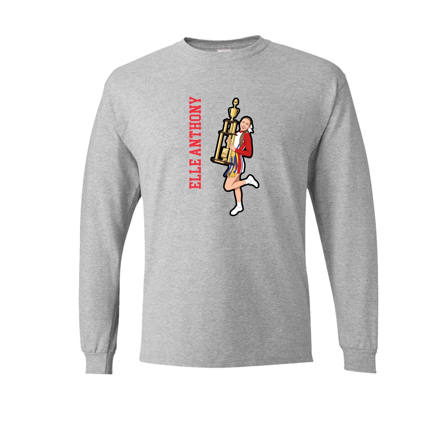 Long Sleeve Tee — Name Vertical in Grey