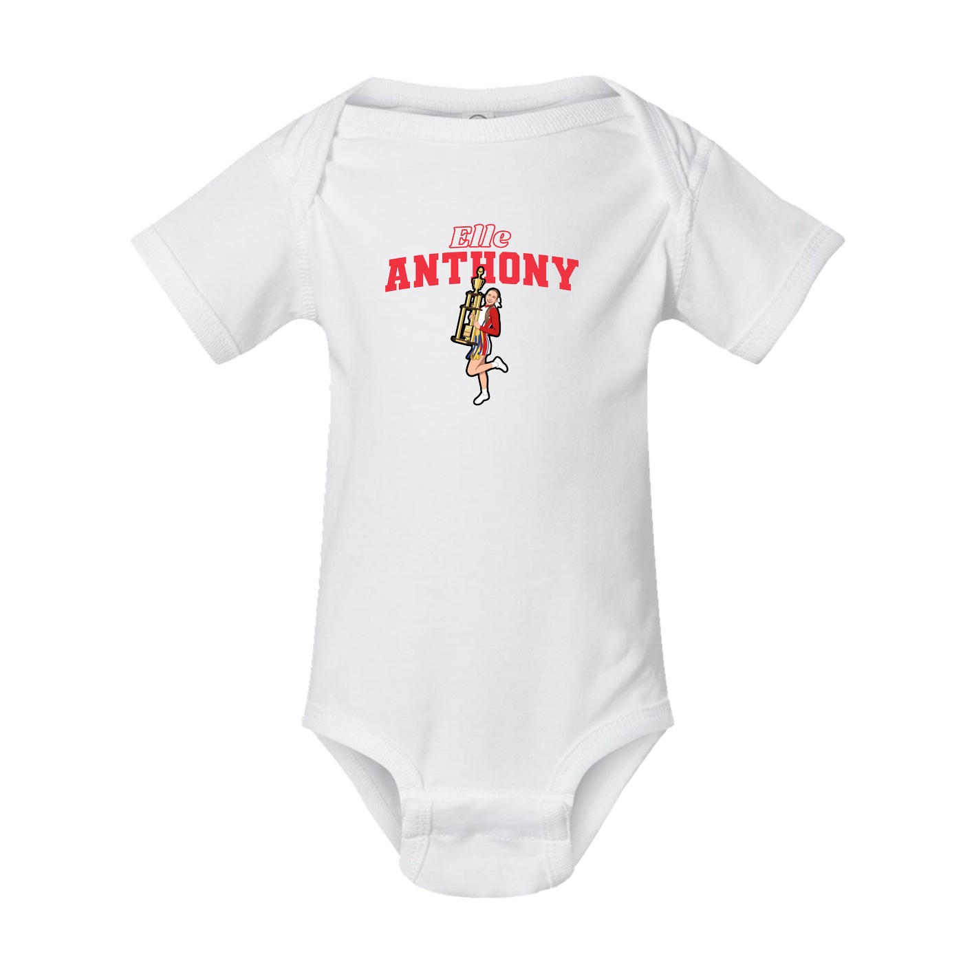 Baby Onesie — Name Arch in White