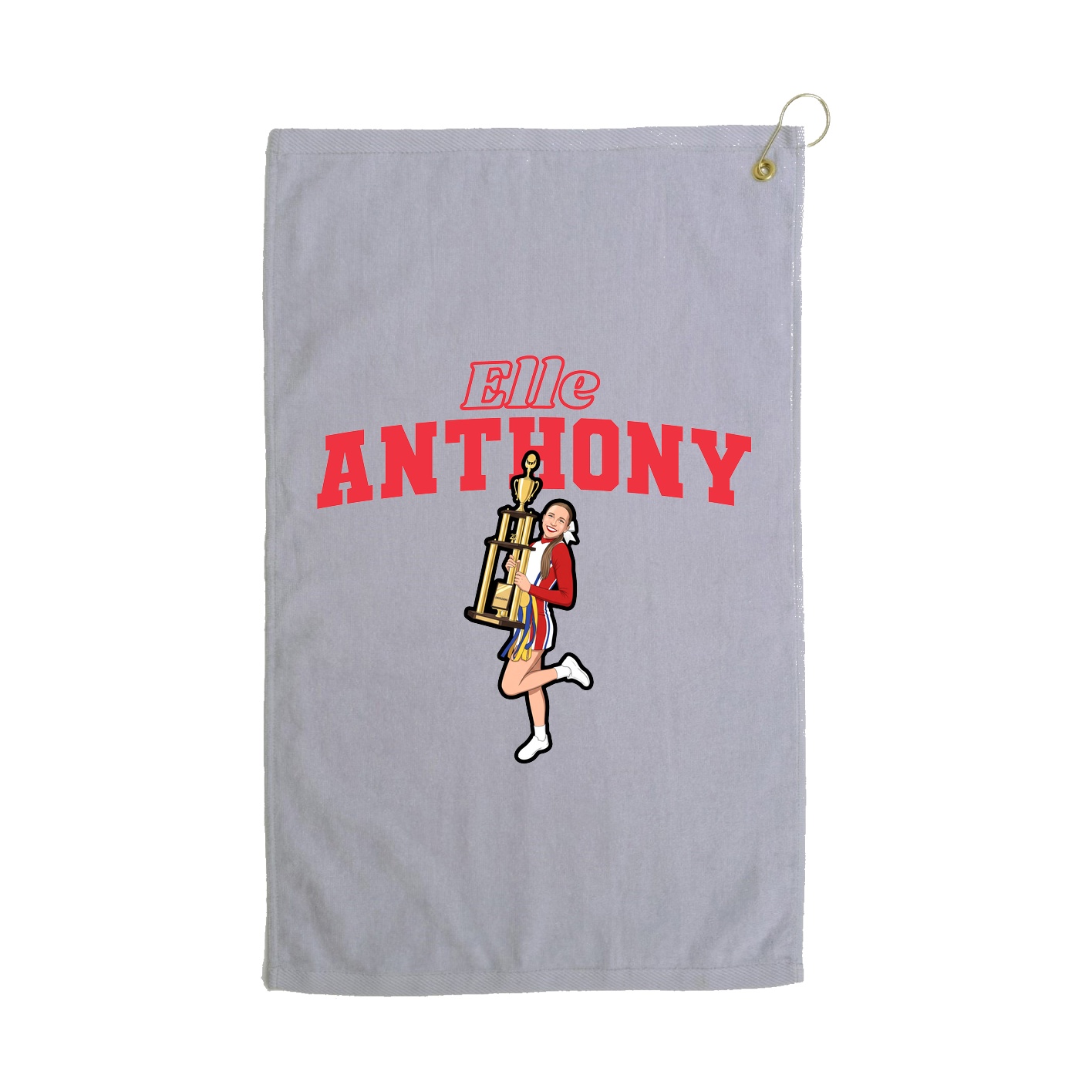 Golf Towel — Name Arch in Grey