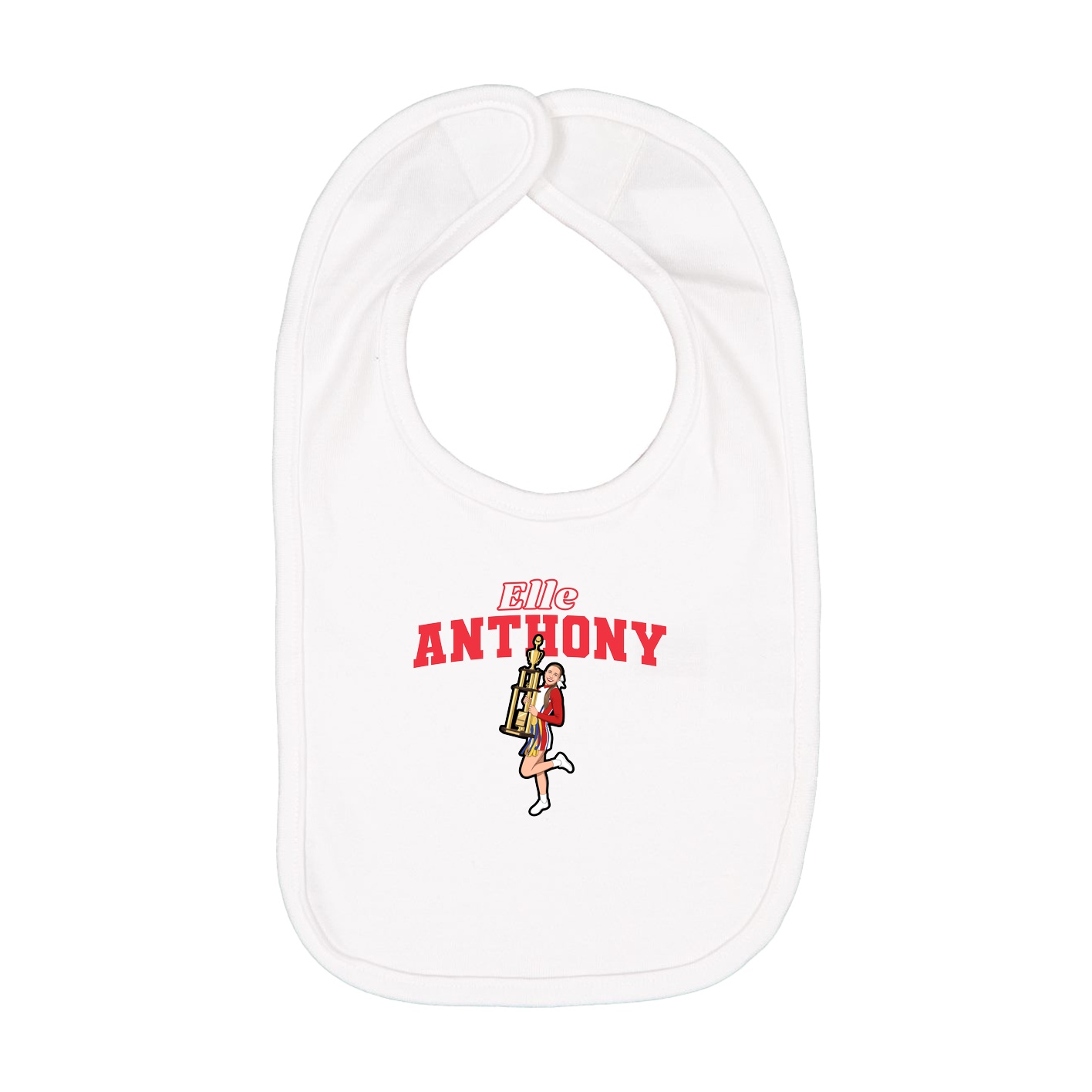 Infant Bib — Name Arch in White