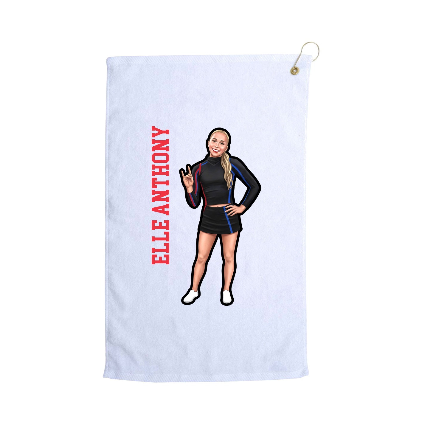 Golf Towel — Name Vertical in White