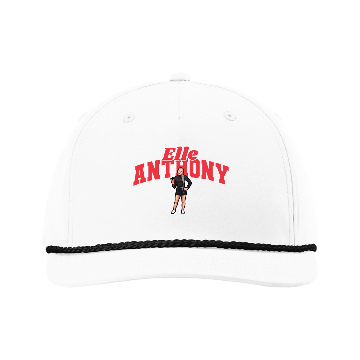 Five-Panel Classic Rope Cap — Signature Arch in White