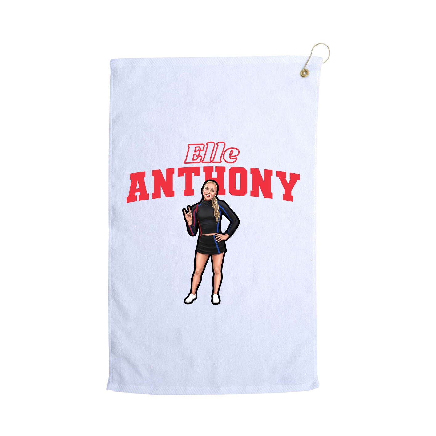 Golf Towel — Name Arch in White