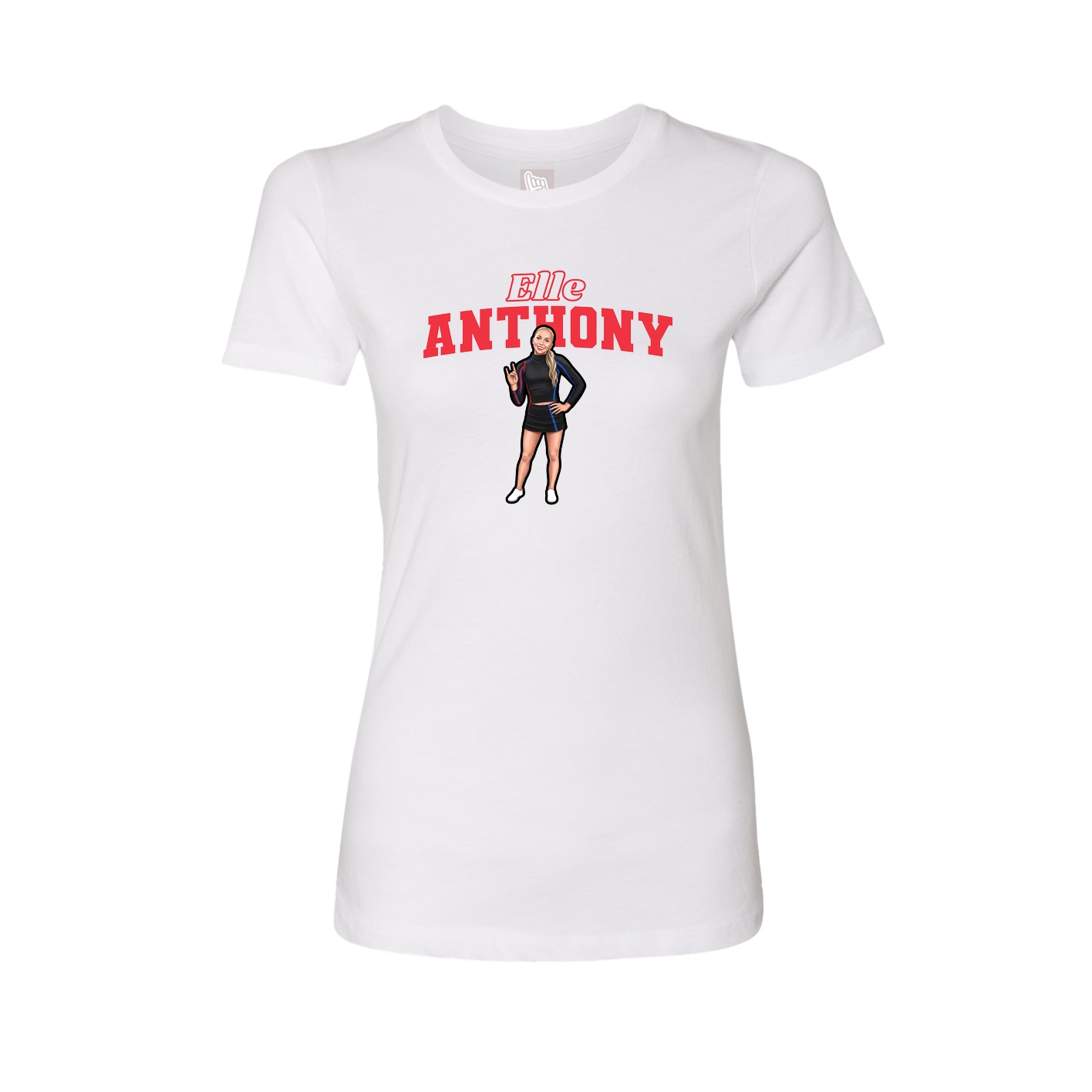Fitted Women's Tee — Name Arch in White