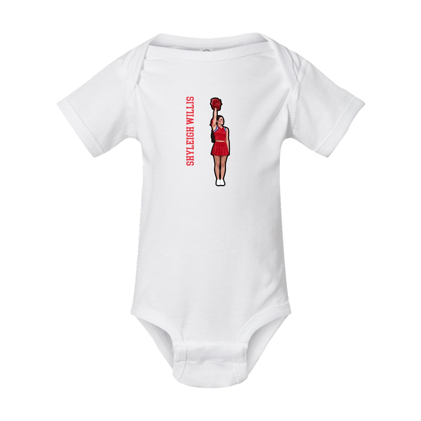 Baby Onesie — Name Vertical in White