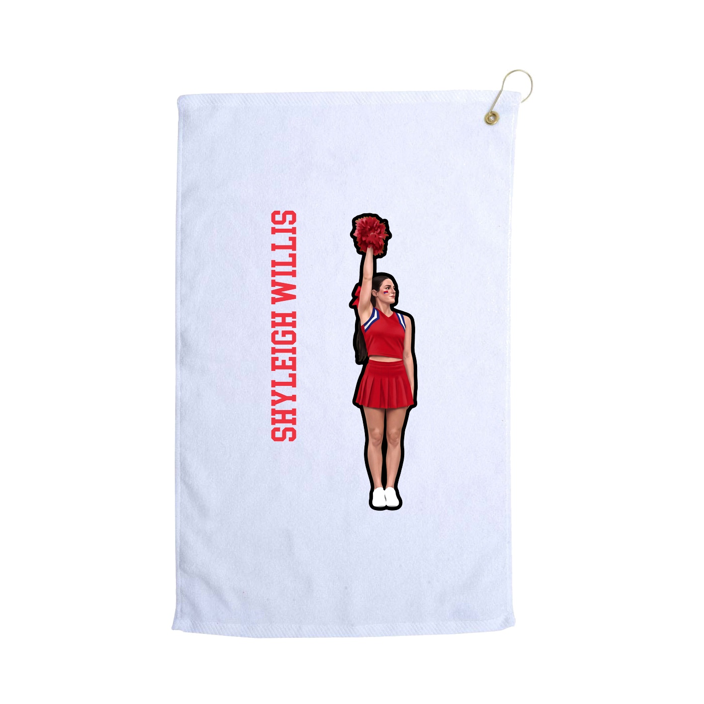 Golf Towel — Name Vertical in White