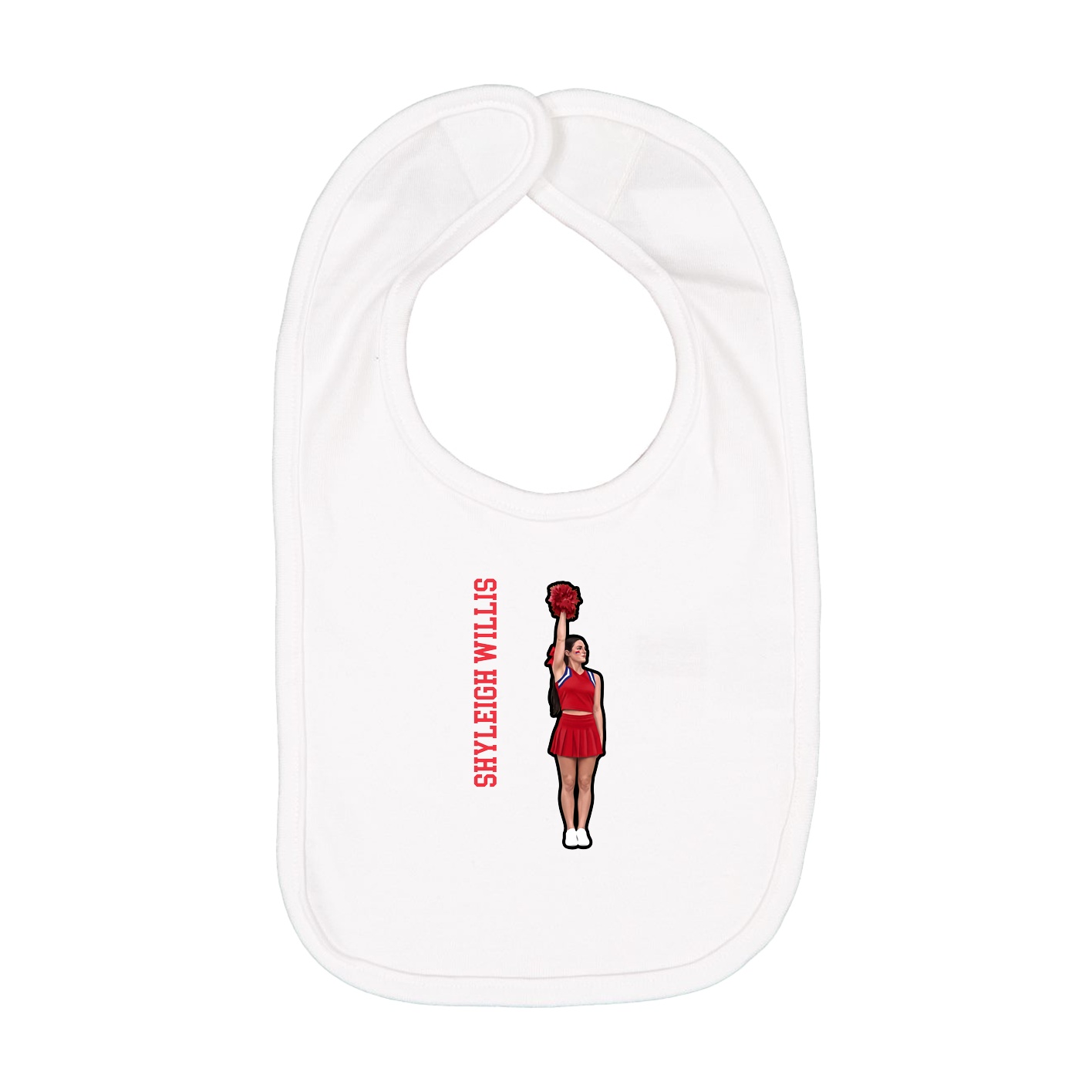 Infant Bib — Name Vertical in White