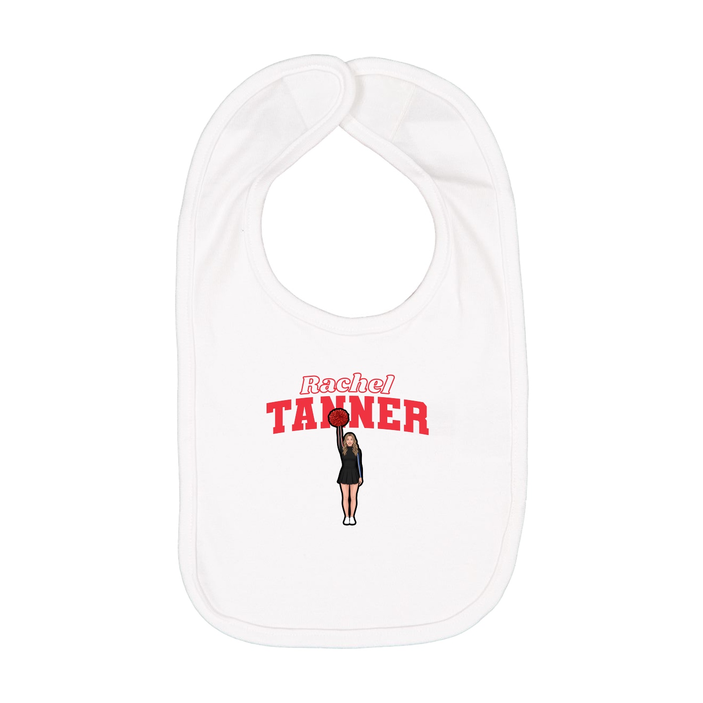 Infant Bib — Name Arch in White