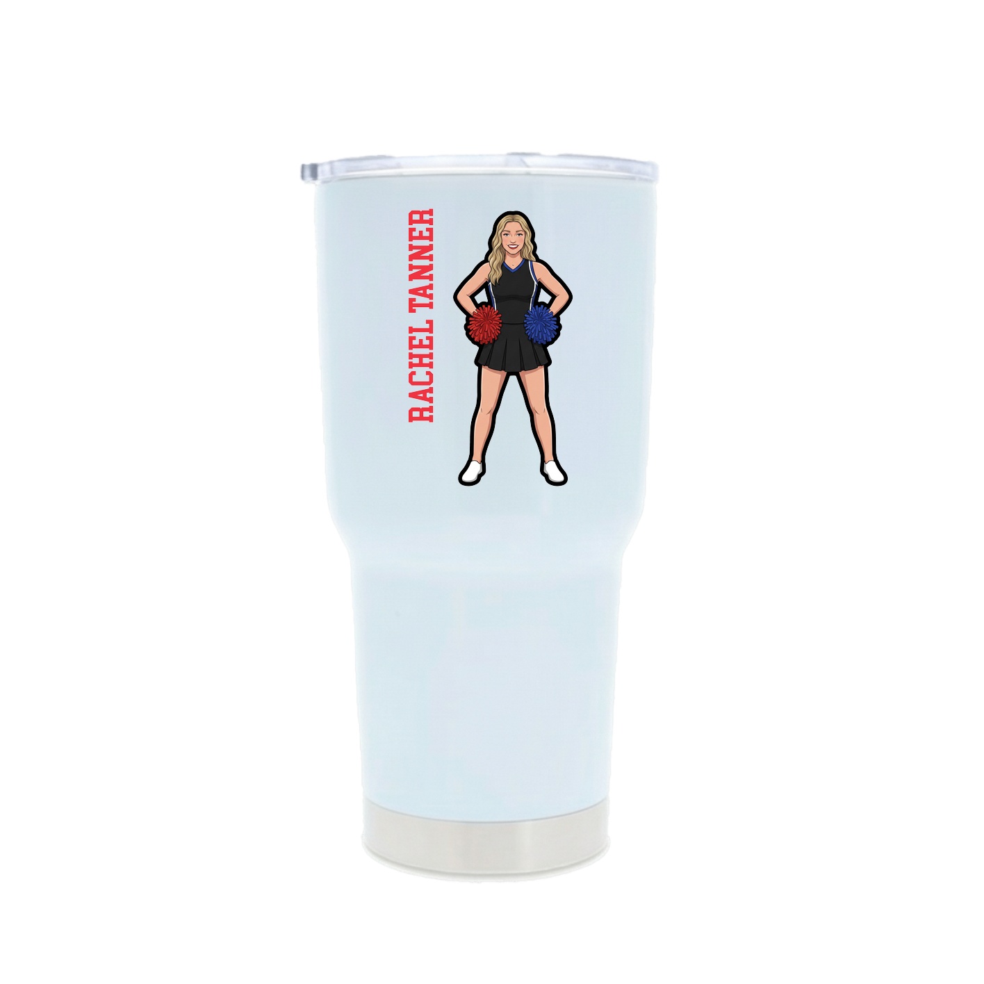 30oz Stainless Steel Tumbler — Name Vertical in White