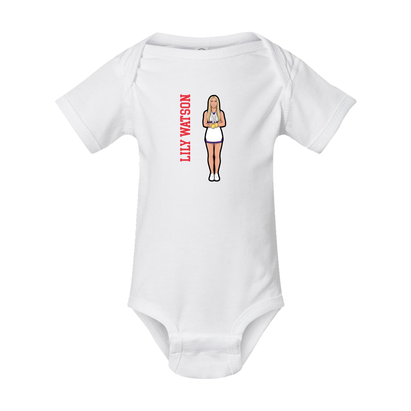 Baby Onesie — Name Vertical in White