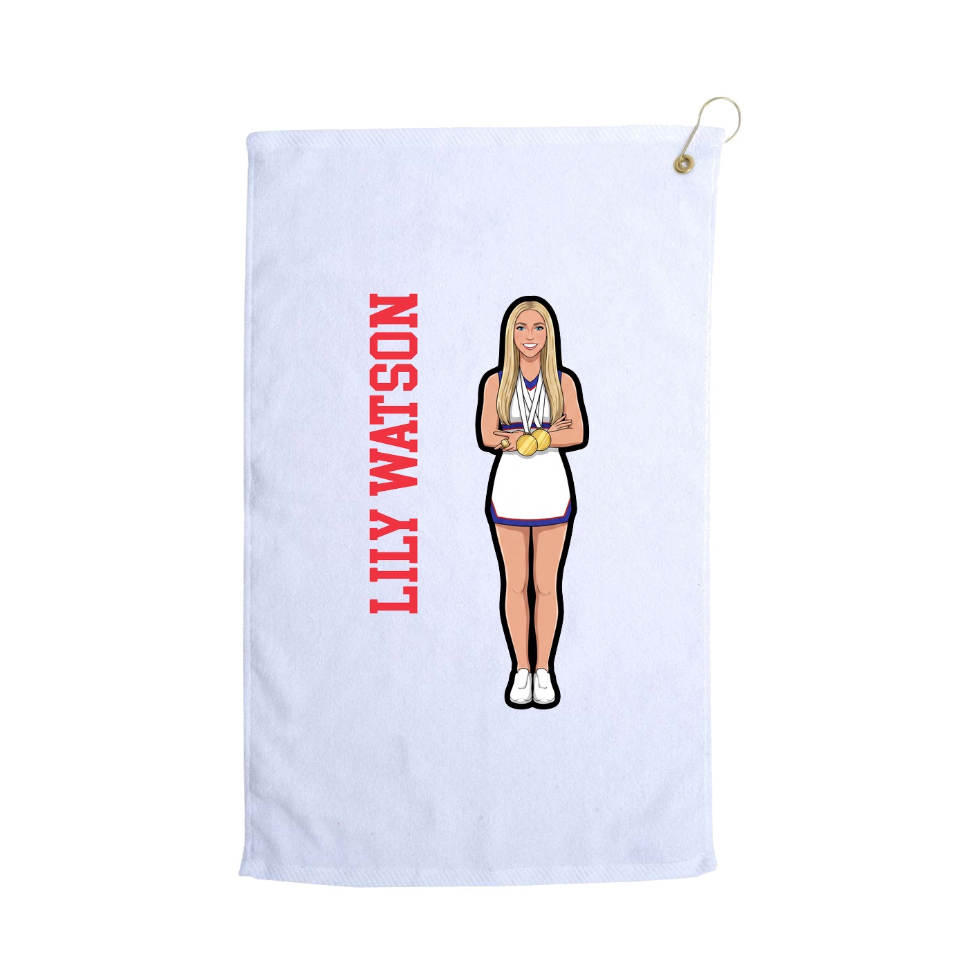 Golf Towel — Name Vertical in White