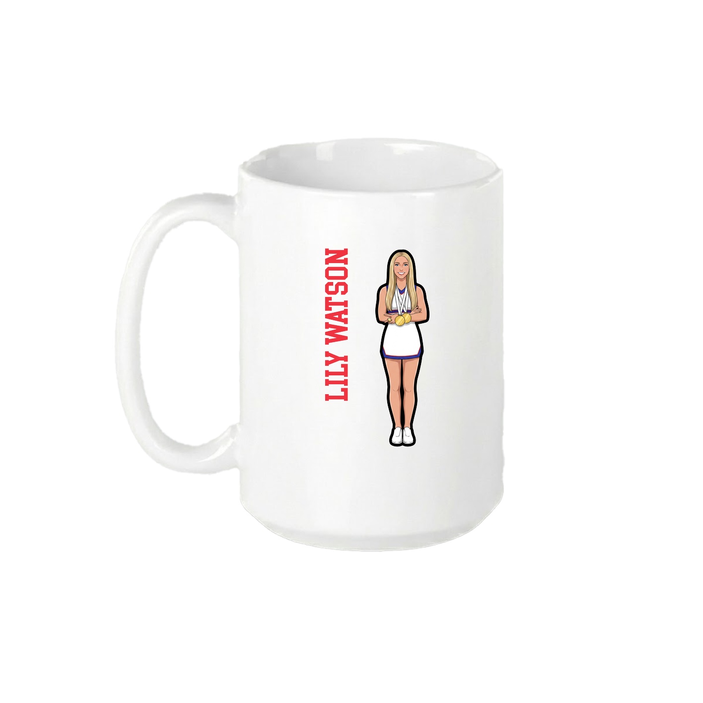 15oz Coffee Mug — Name Vertical in White