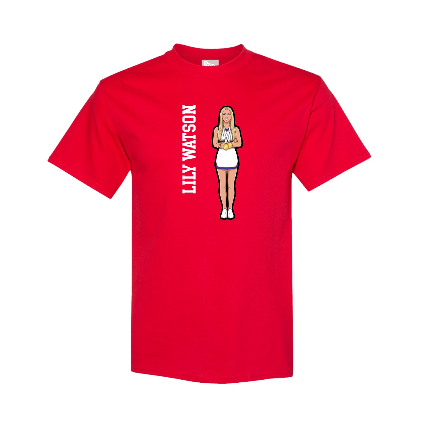 Tee — Name Vertical in Red