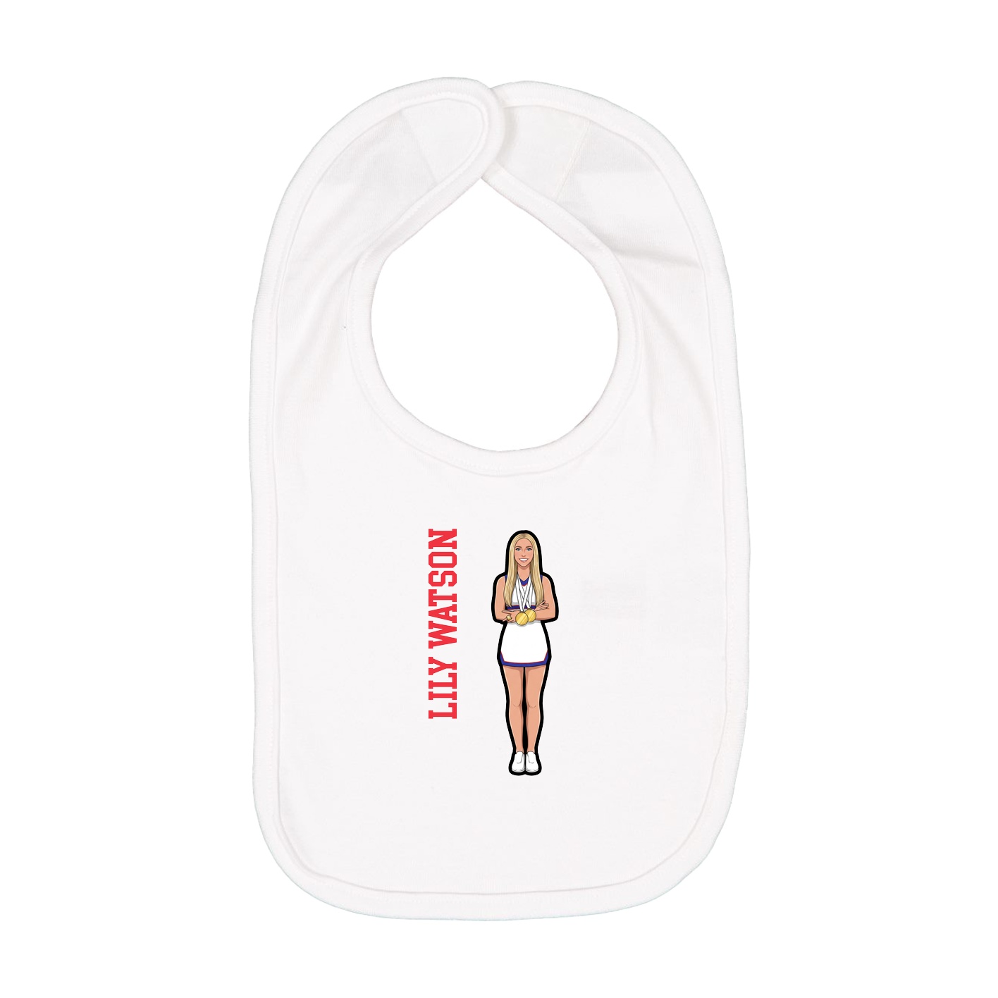 Infant Bib — Name Vertical in White
