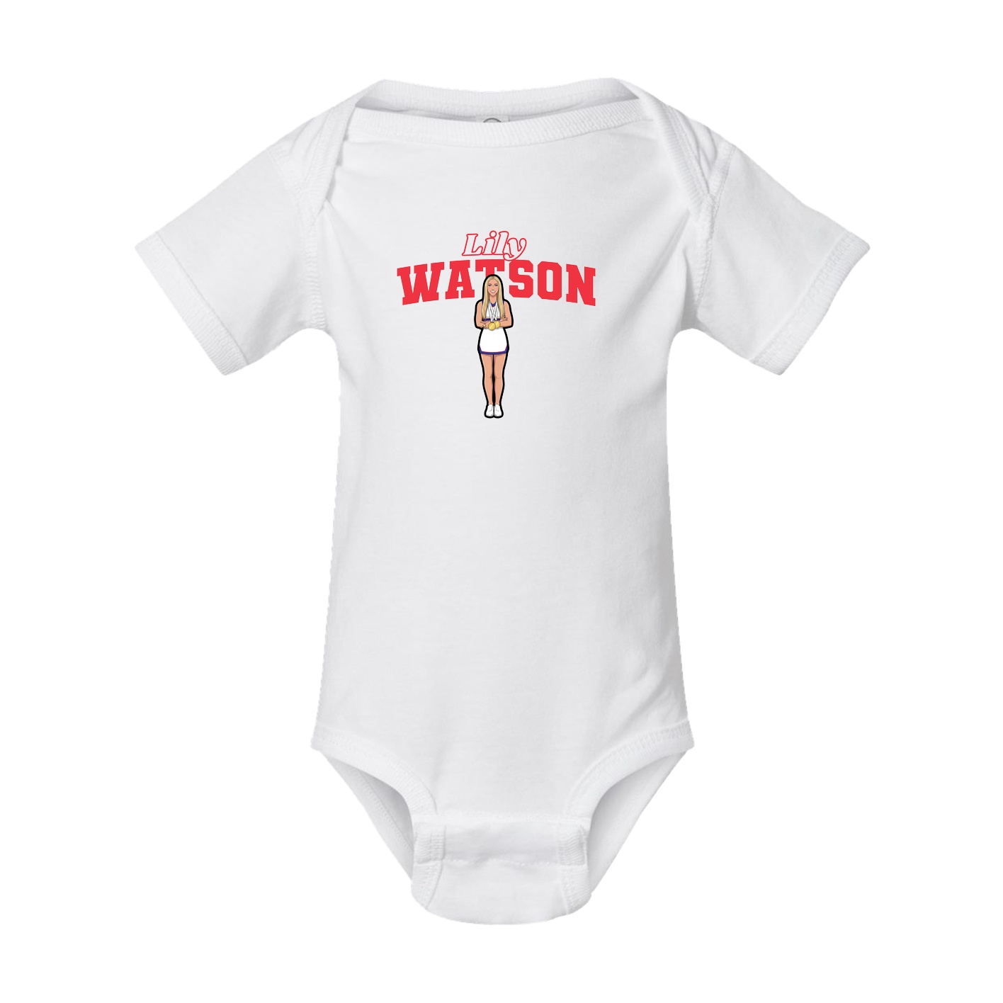 Baby Onesie — Name Arch in White