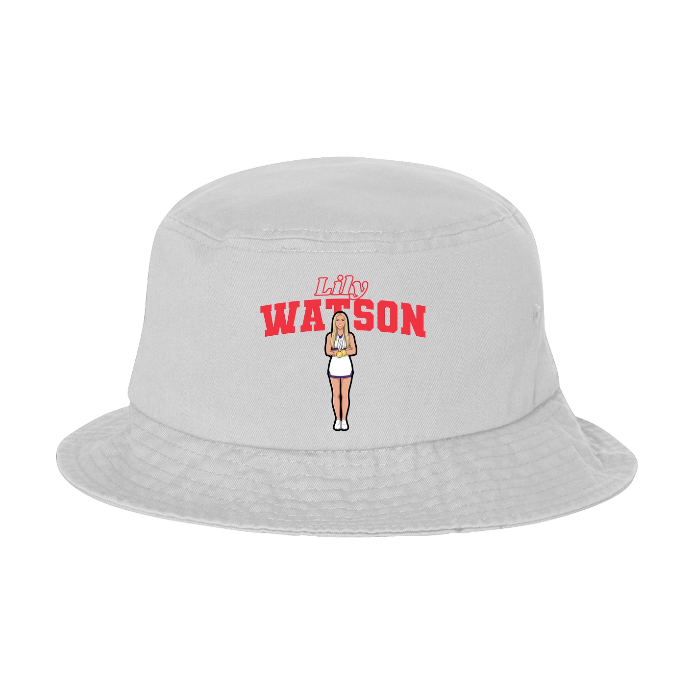 Bucket Cap — Name Arch in White