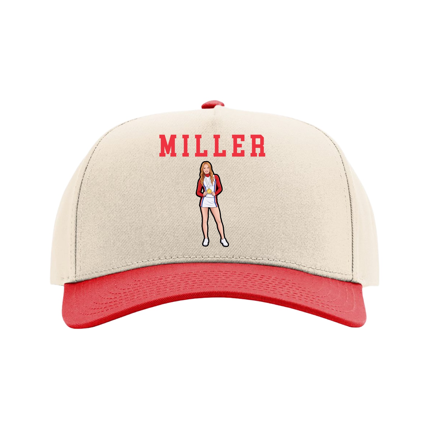 Full Fabric Five-Panel Champ Cap — Shirsey in Cream/Red