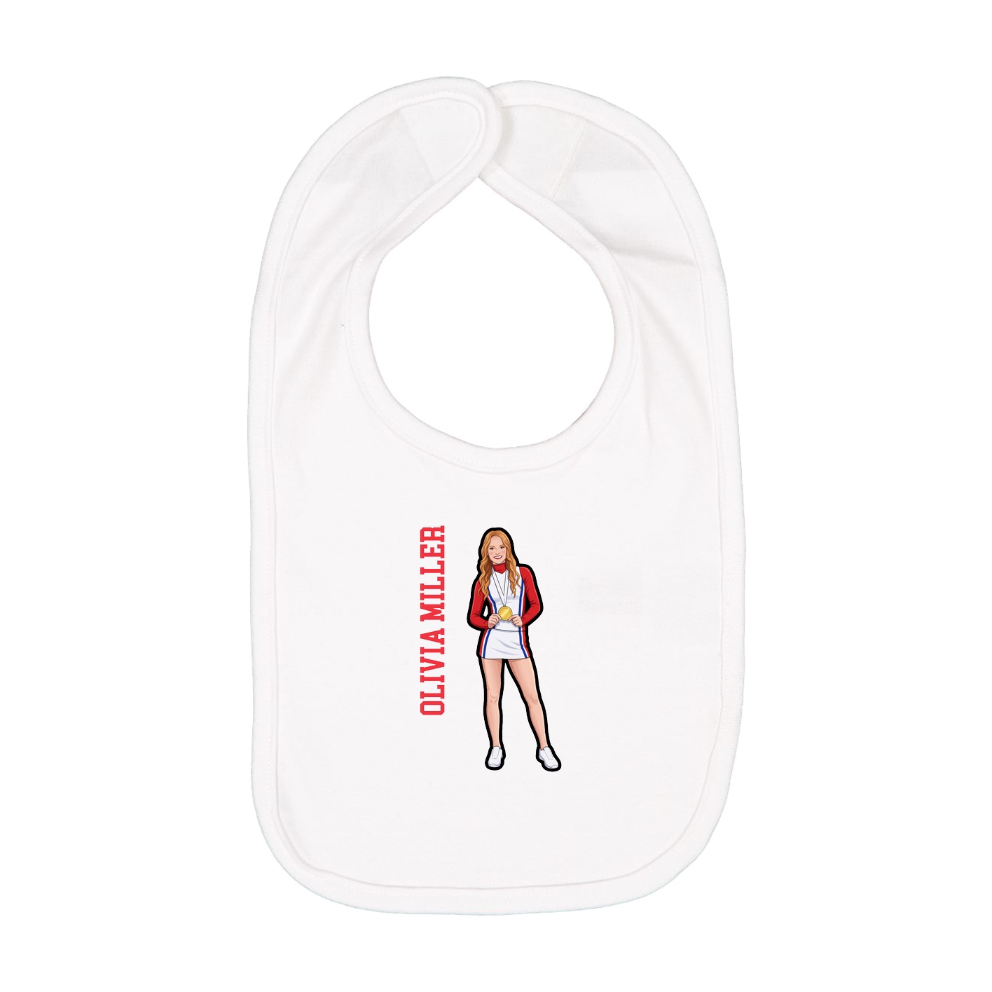 Infant Bib — Name Vertical in White