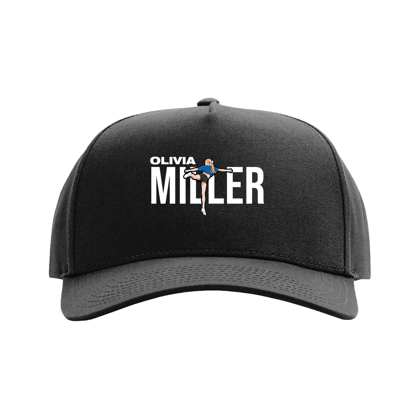 Full Fabric Five-Panel Champ Cap — Player Name in Black