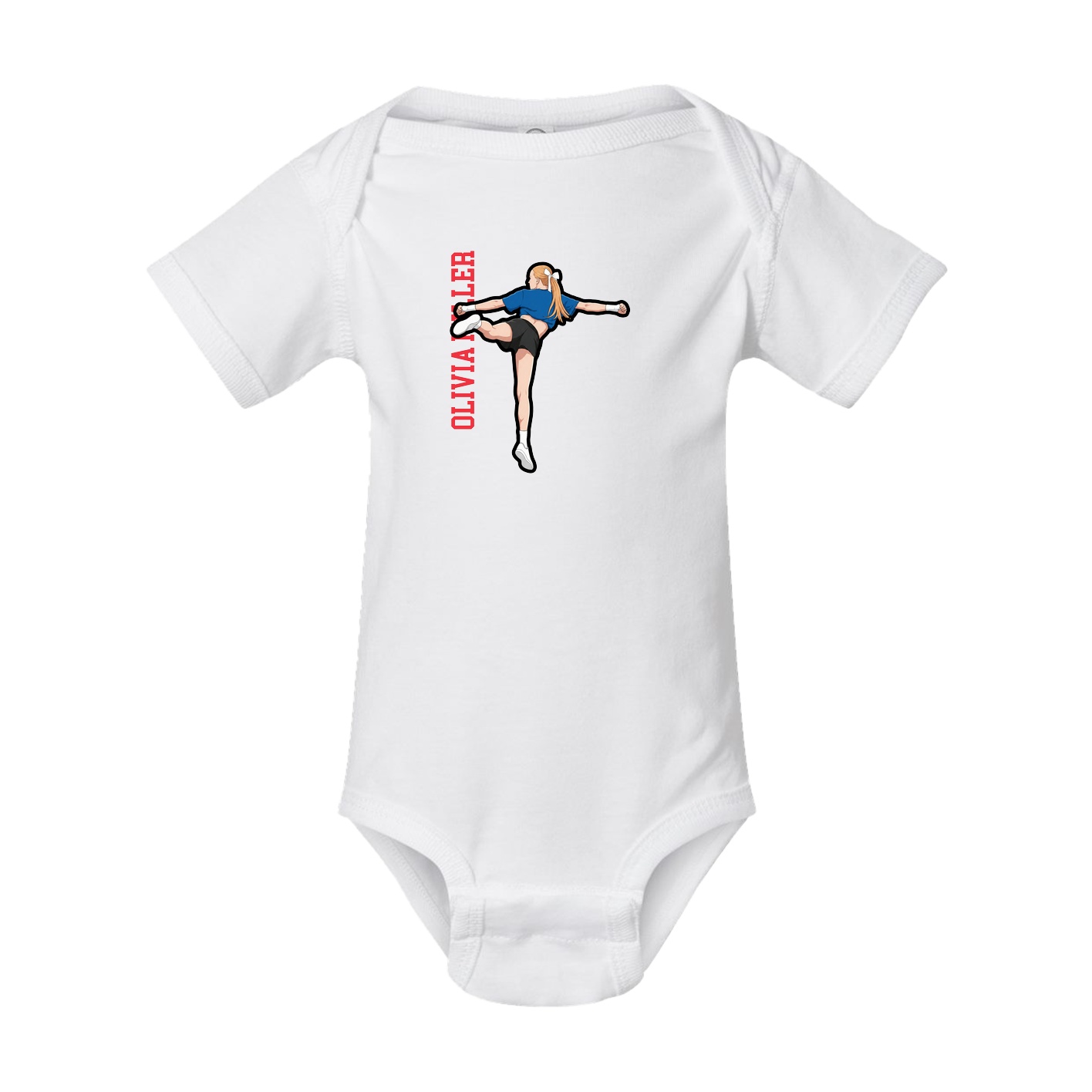 Baby Onesie — Name Vertical in White
