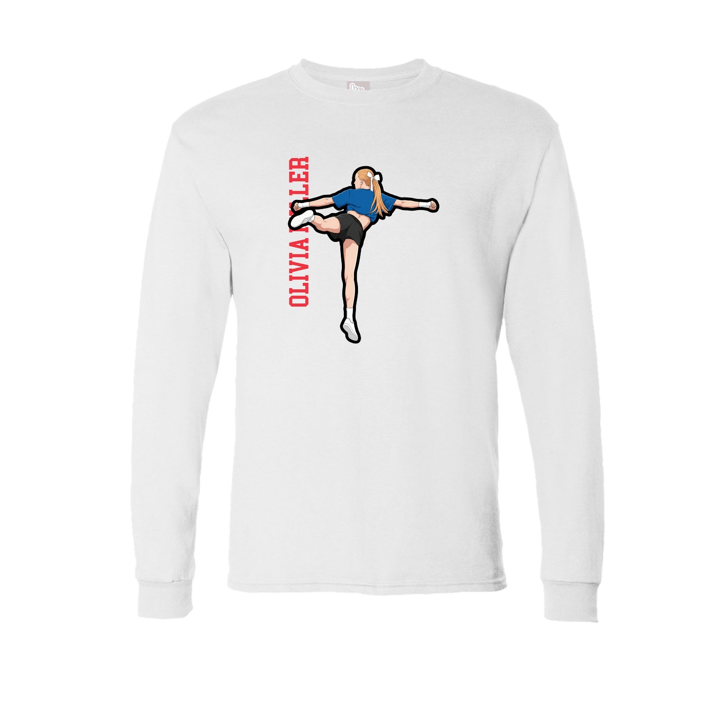 Long Sleeve Tee — Name Vertical in White
