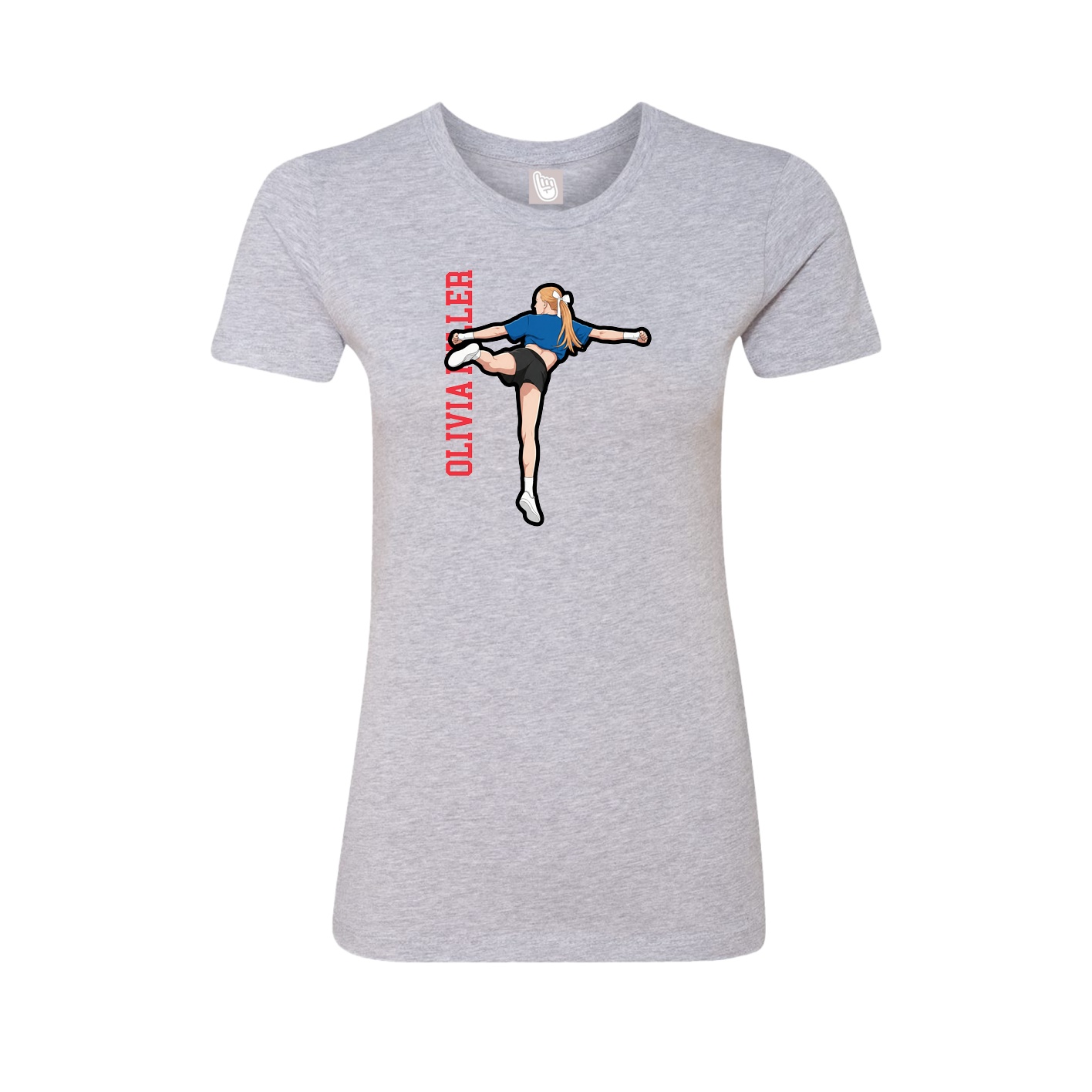 Fitted Women's Tee — Name Vertical in Grey