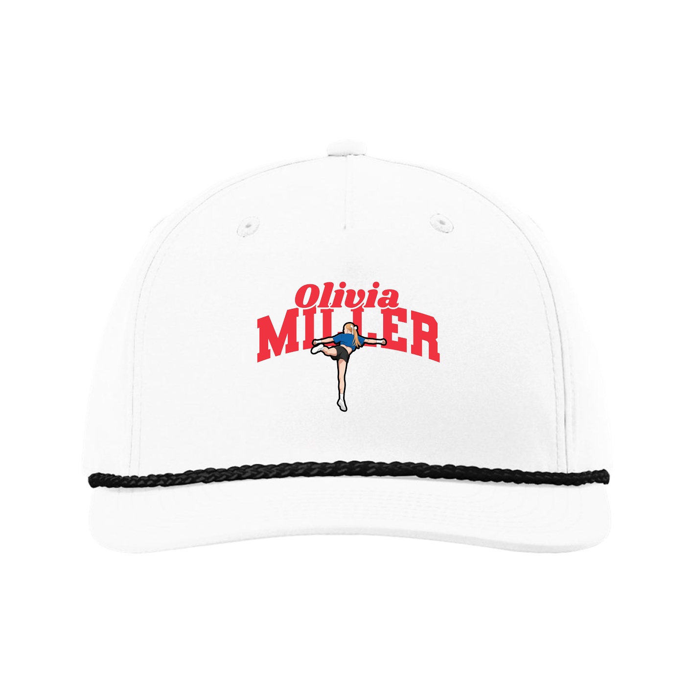 Five-Panel Classic Rope Cap — Signature Arch in White