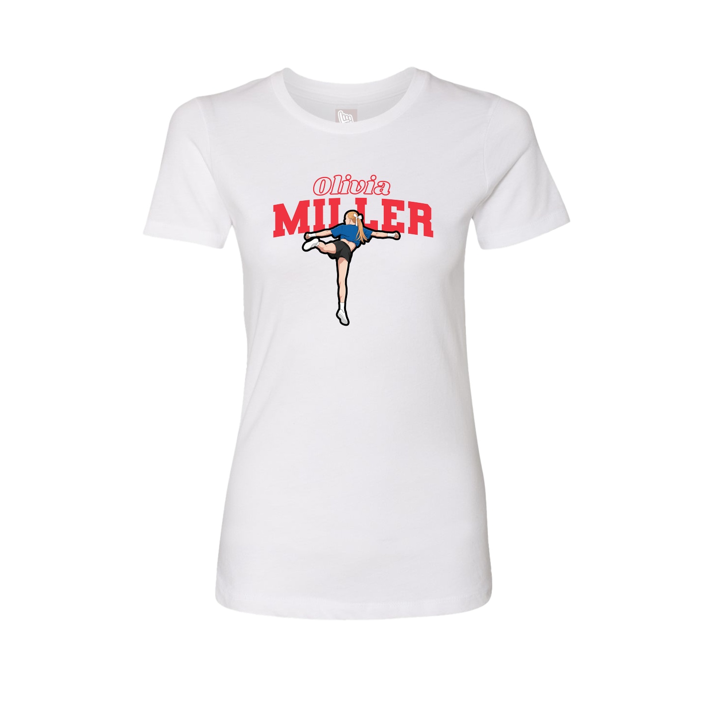 Fitted Women's Tee — Name Arch in White
