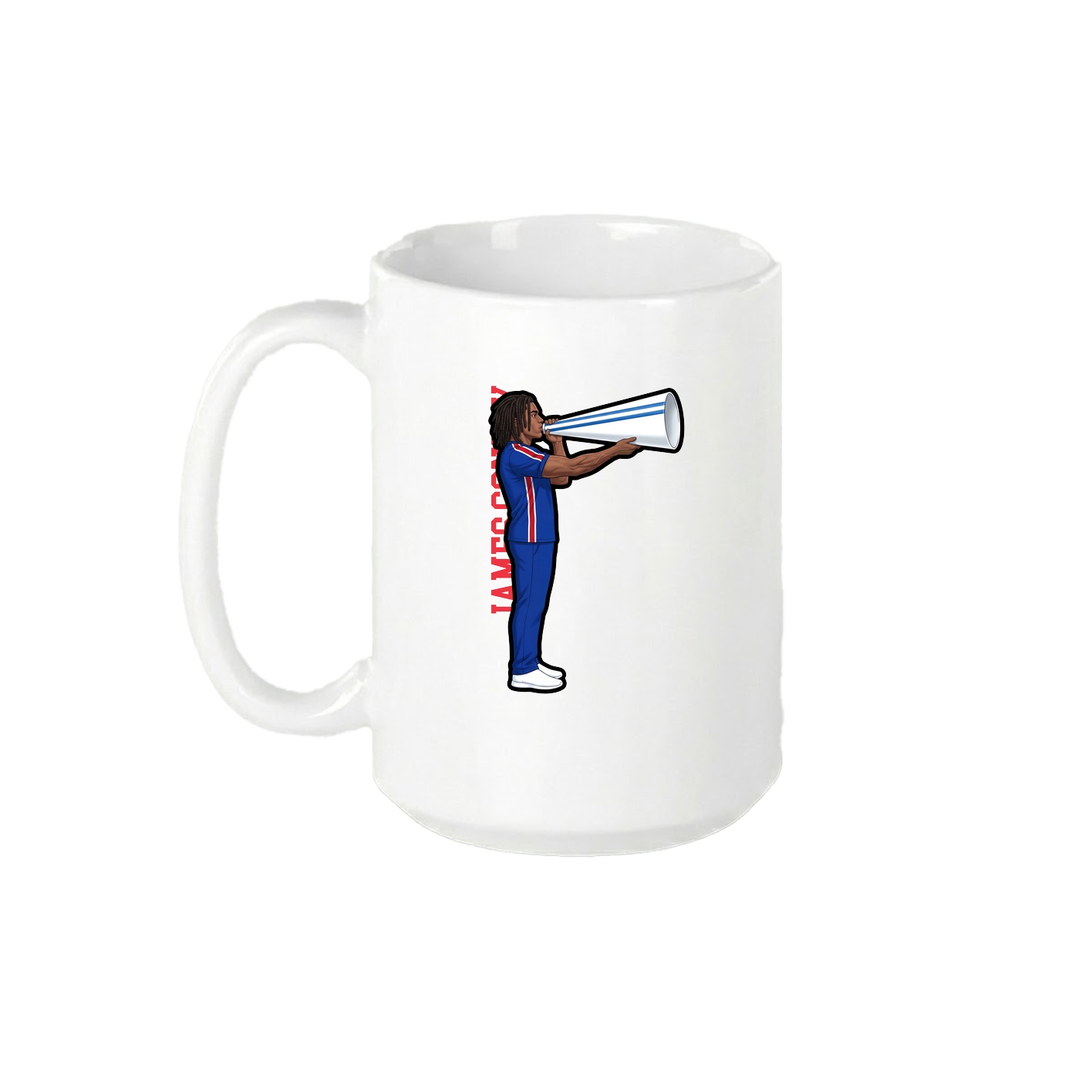 15oz Coffee Mug — Name Vertical in White