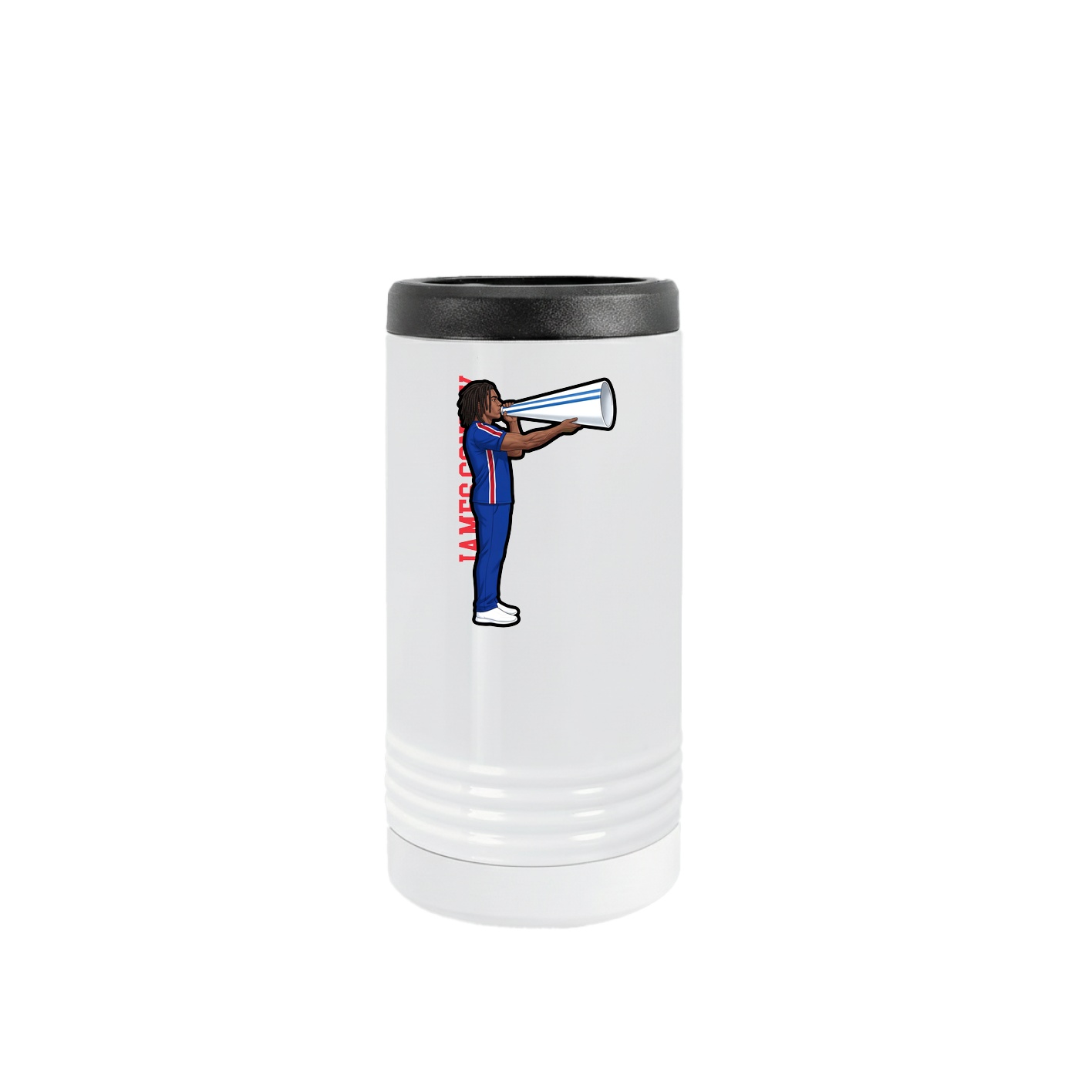 Slim Beverage Holder — Name Vertical in White