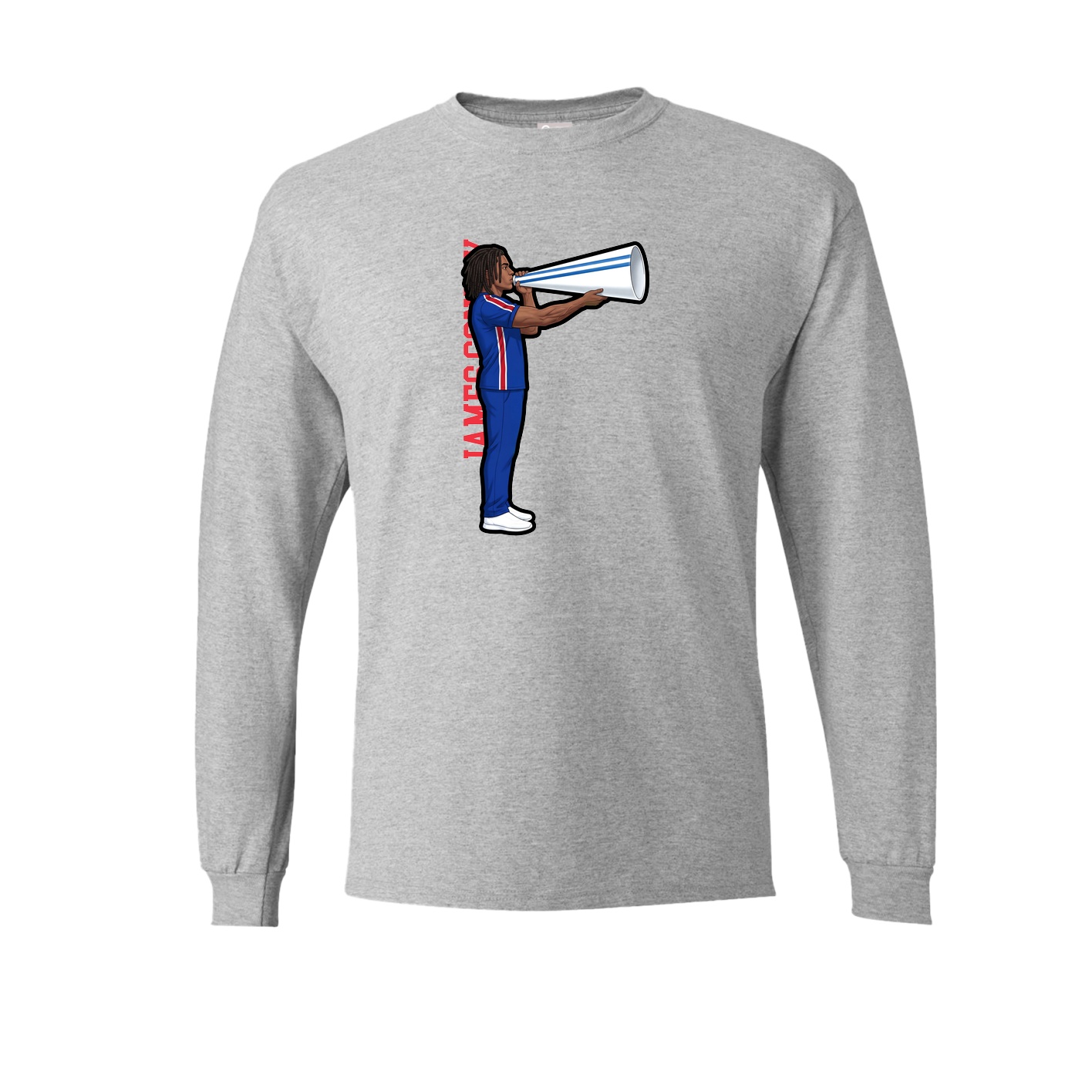 Long Sleeve Tee — Name Vertical in Grey