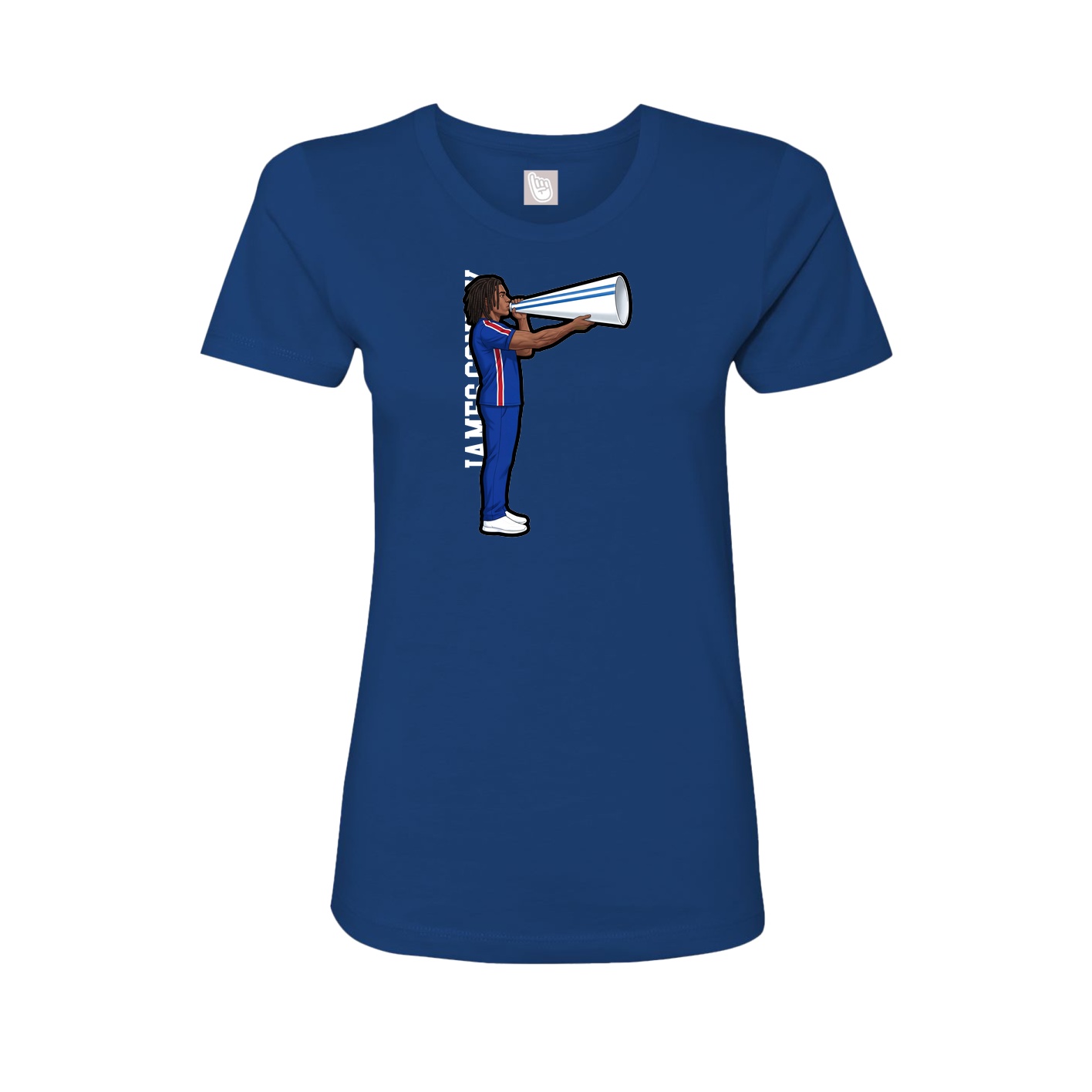 Fitted Women's Tee — Name Vertical in Royal