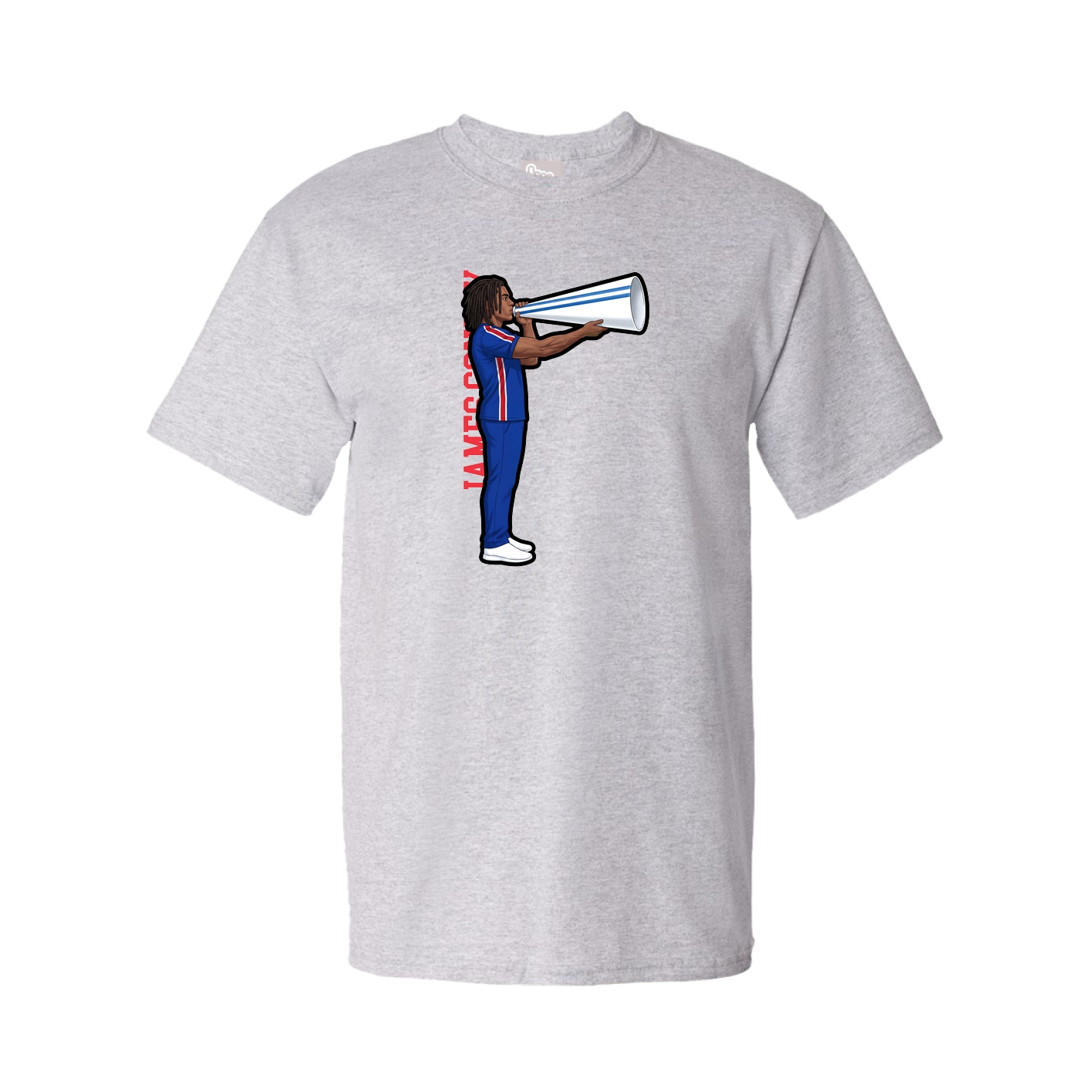 Youth Tee — Name Vertical in Grey