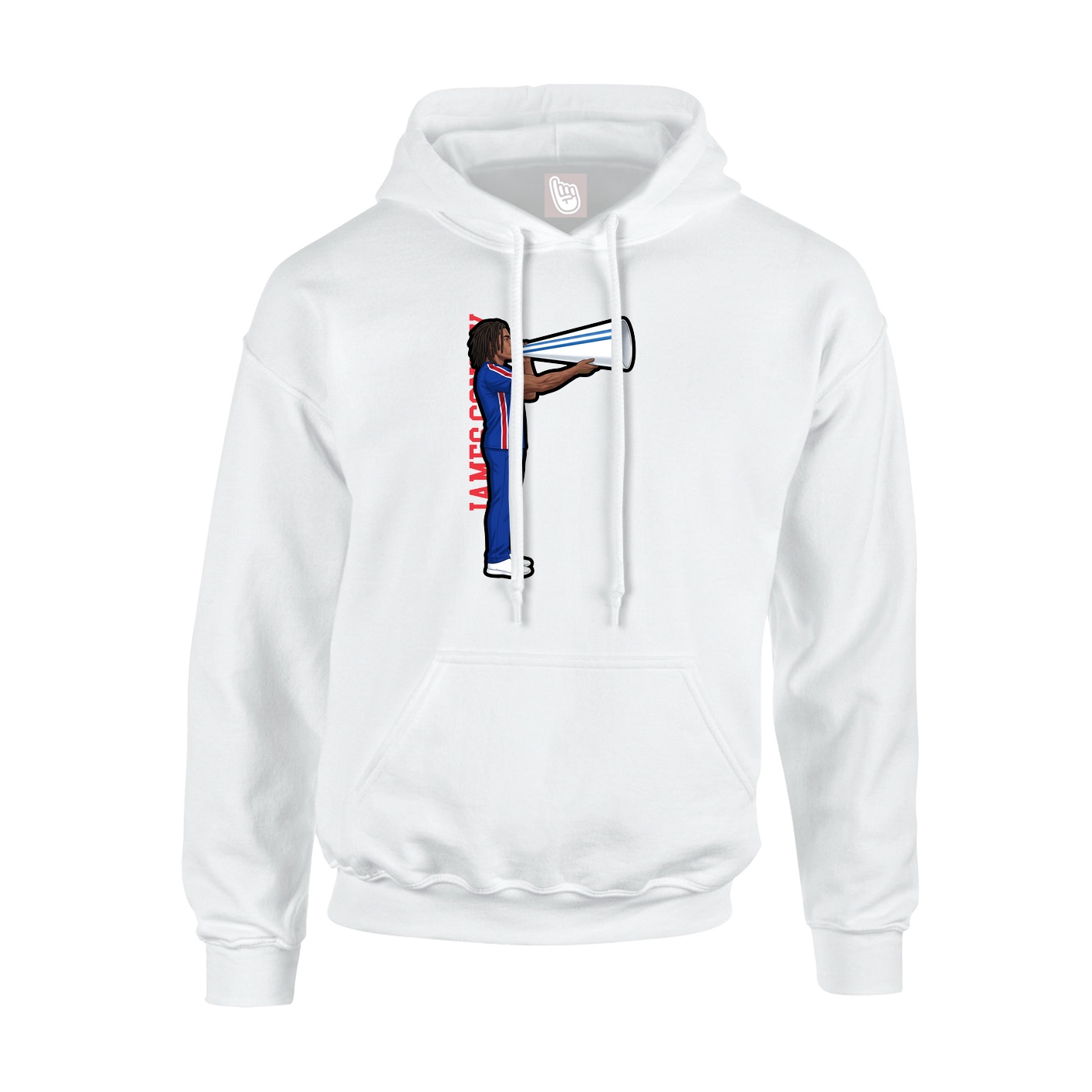 Youth Hoodie — Name Vertical in White