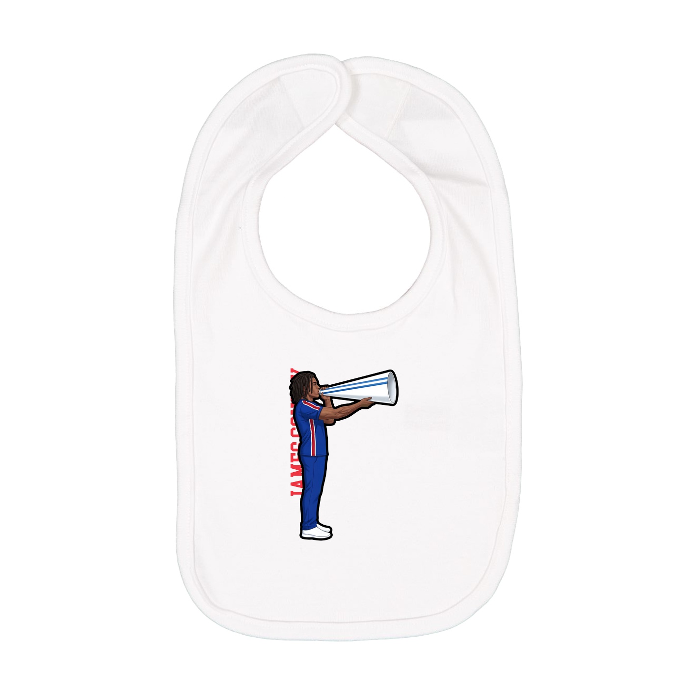 Infant Bib — Name Vertical in White