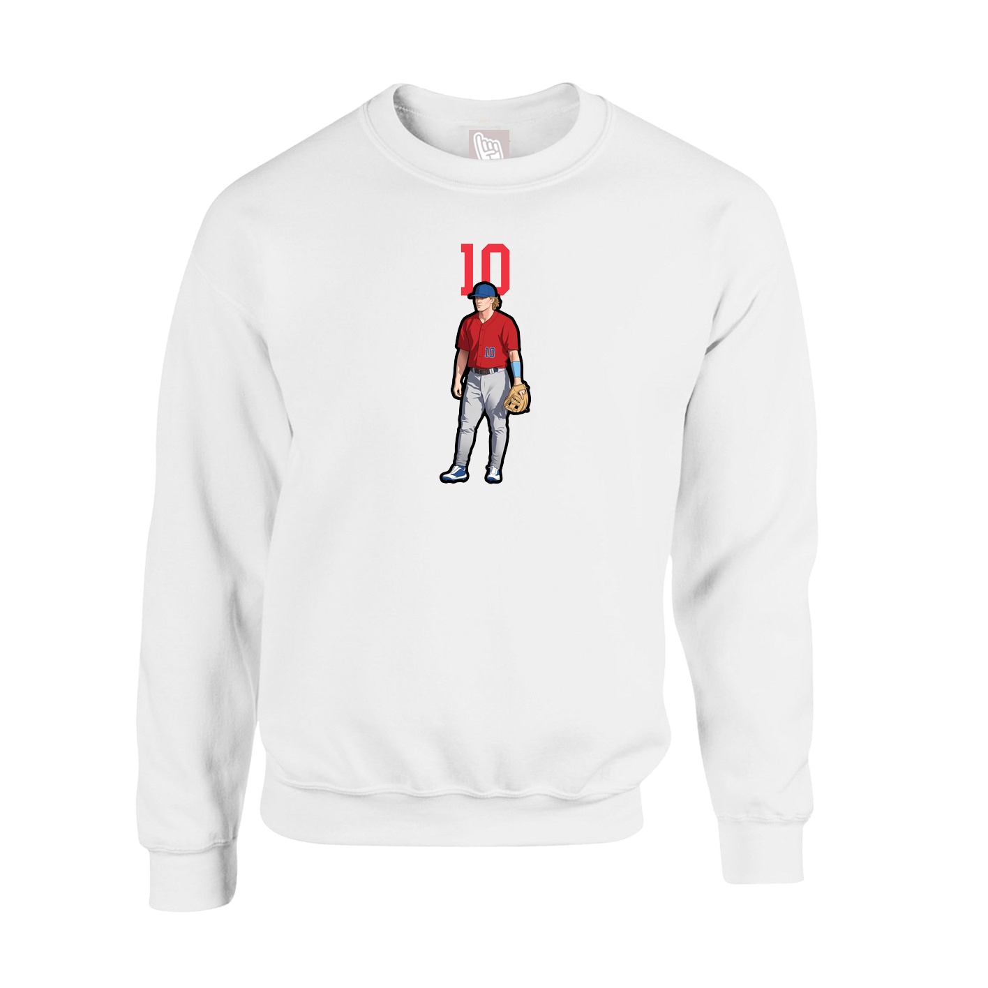 Fleece Crew — Number Top in White