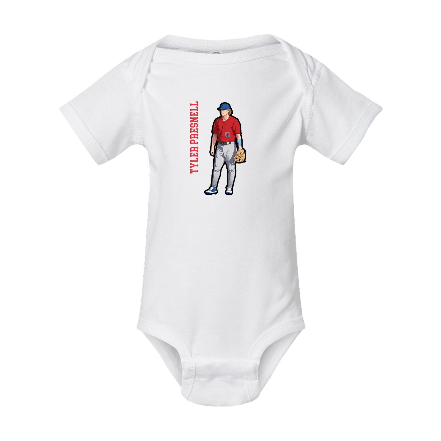 Baby Onesie — Name Vertical in White