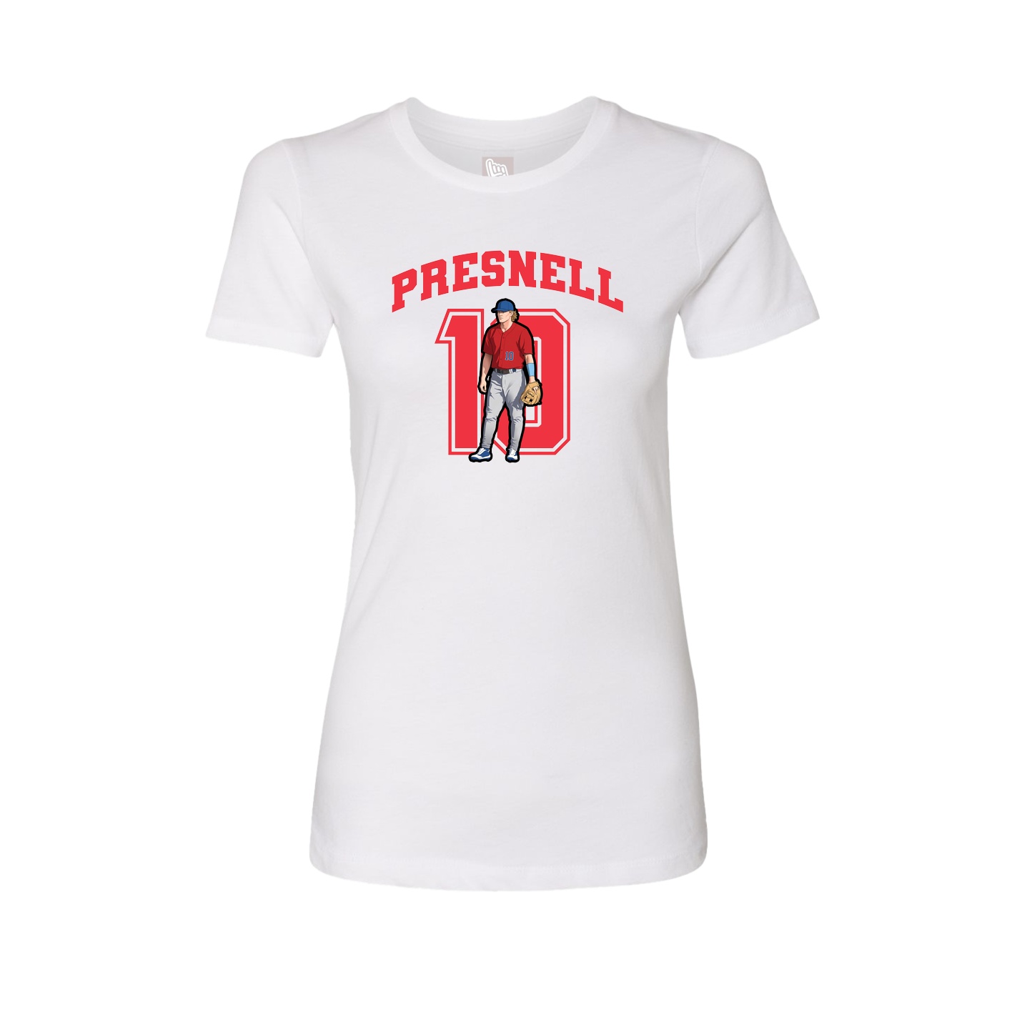 Fitted Women's Tee — Number in White