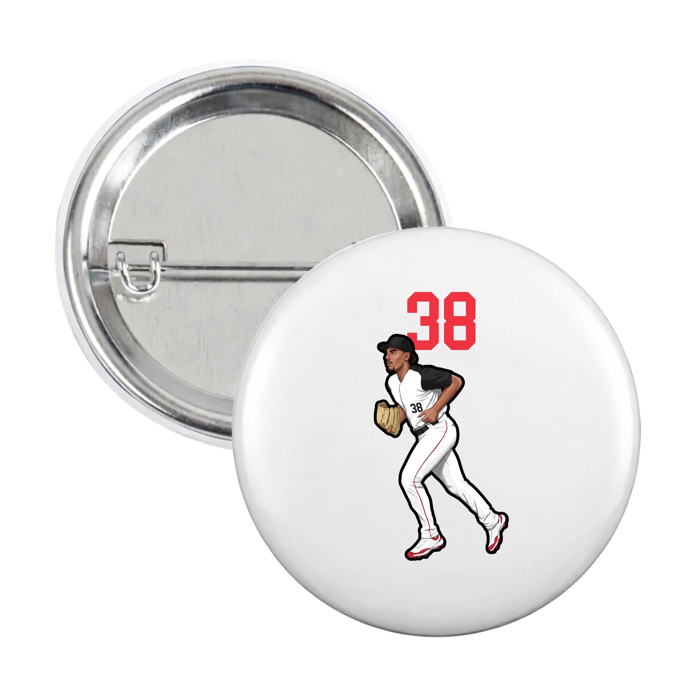 Game Day Button — Number Top in White
