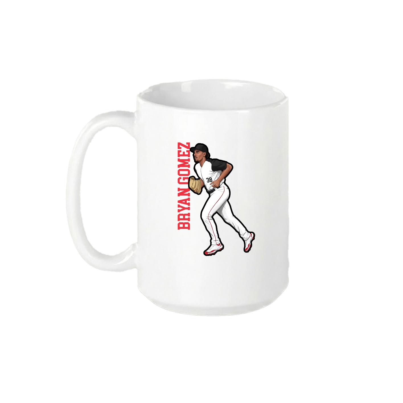 15oz Coffee Mug — Name Vertical in White