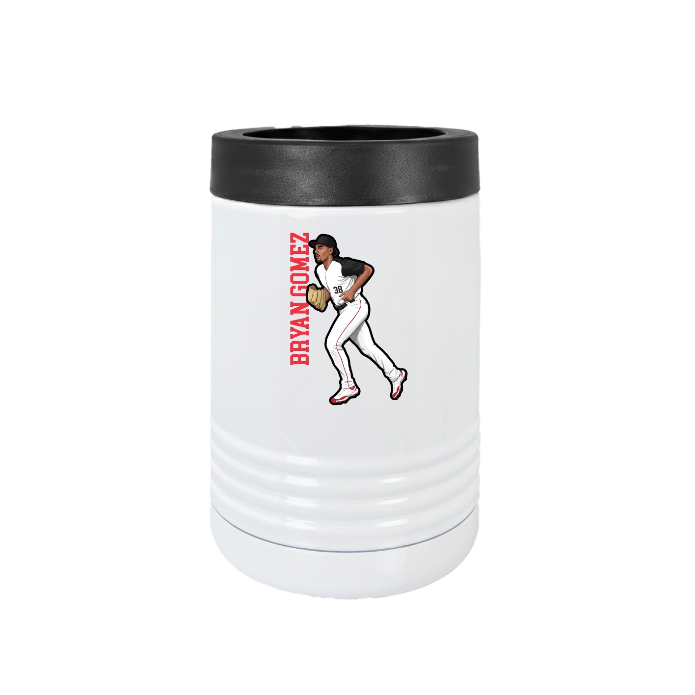 Beverage Holder — Name Vertical in White