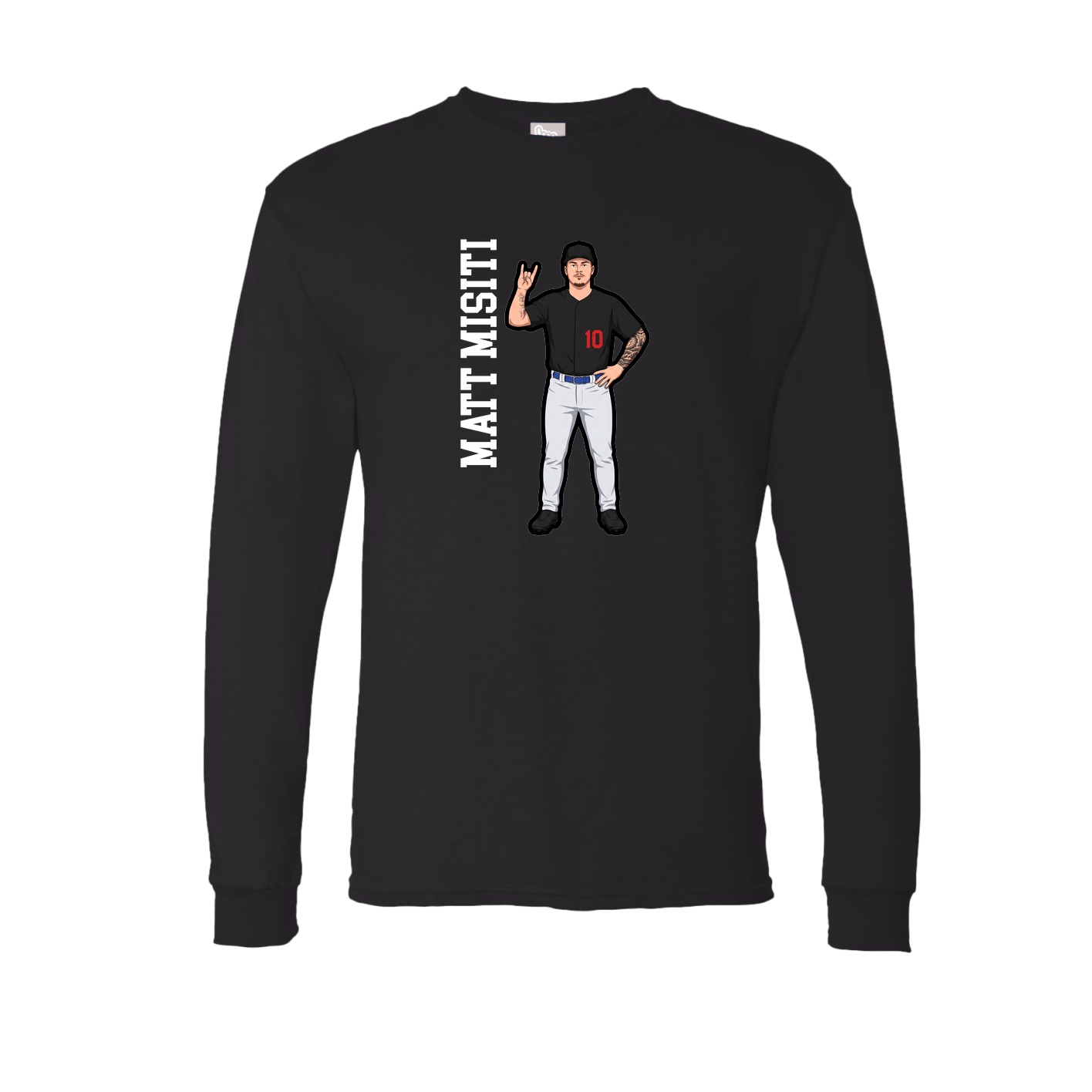 Long Sleeve Tee — Name Vertical in Black