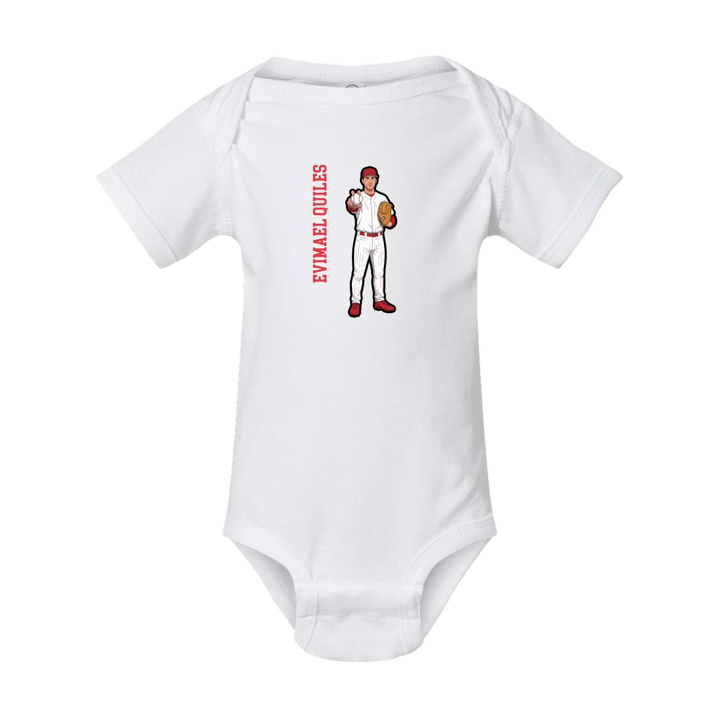 Baby Onesie — Name Vertical in White